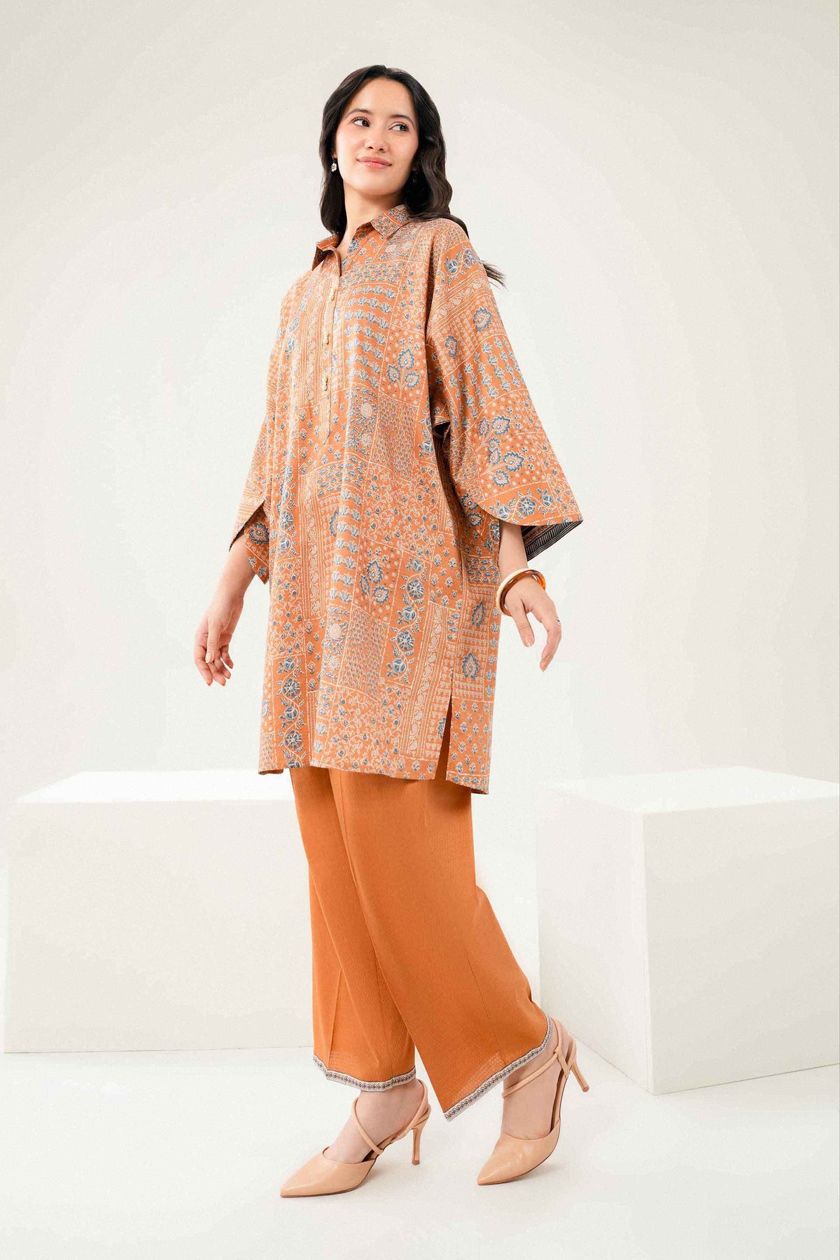 Nishat UK - Brown Printed Dobby 2 Pieces ready to wear Dress
