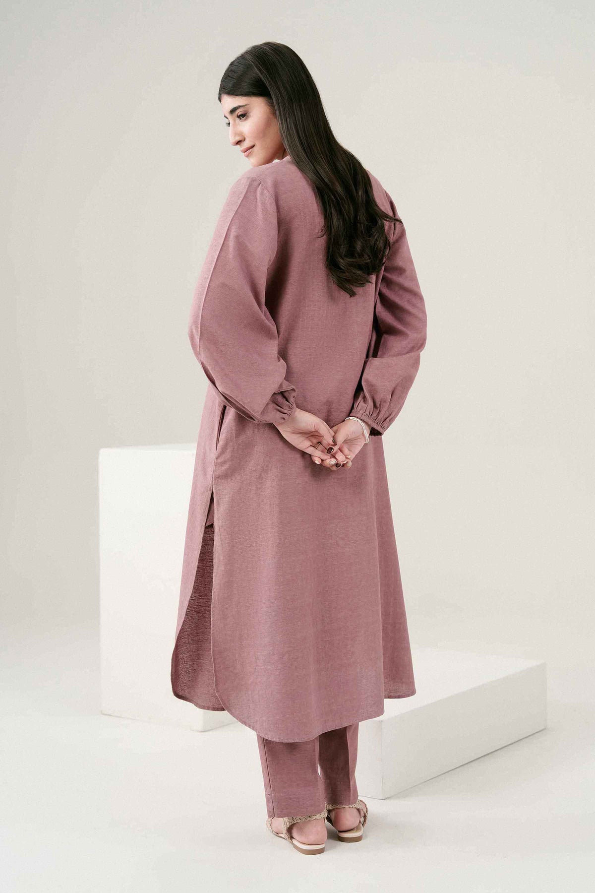 Nishat UK - Pink Solids Creab Weave Jacquard 2 Pieces ready to wear Dress