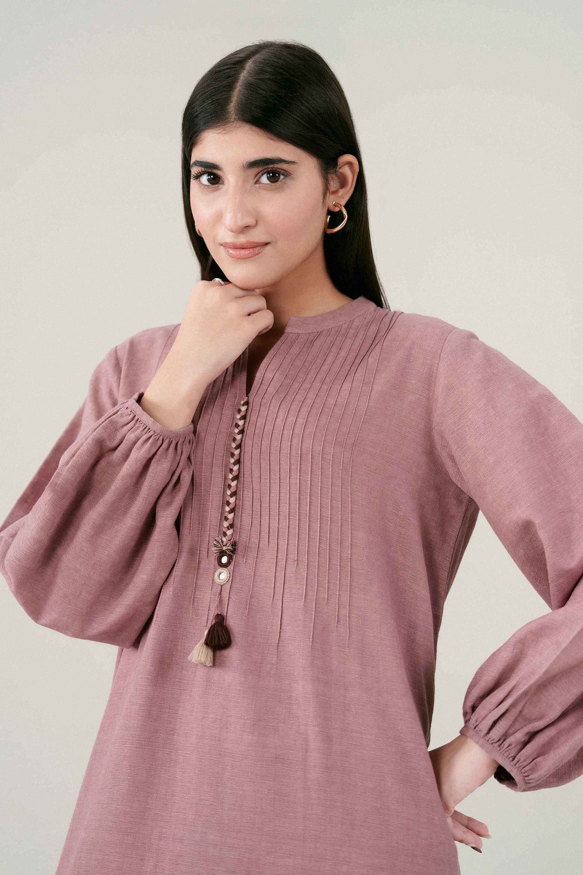 Nishat UK - Pink Solids Creab Weave Jacquard 2 Pieces ready to wear Dress