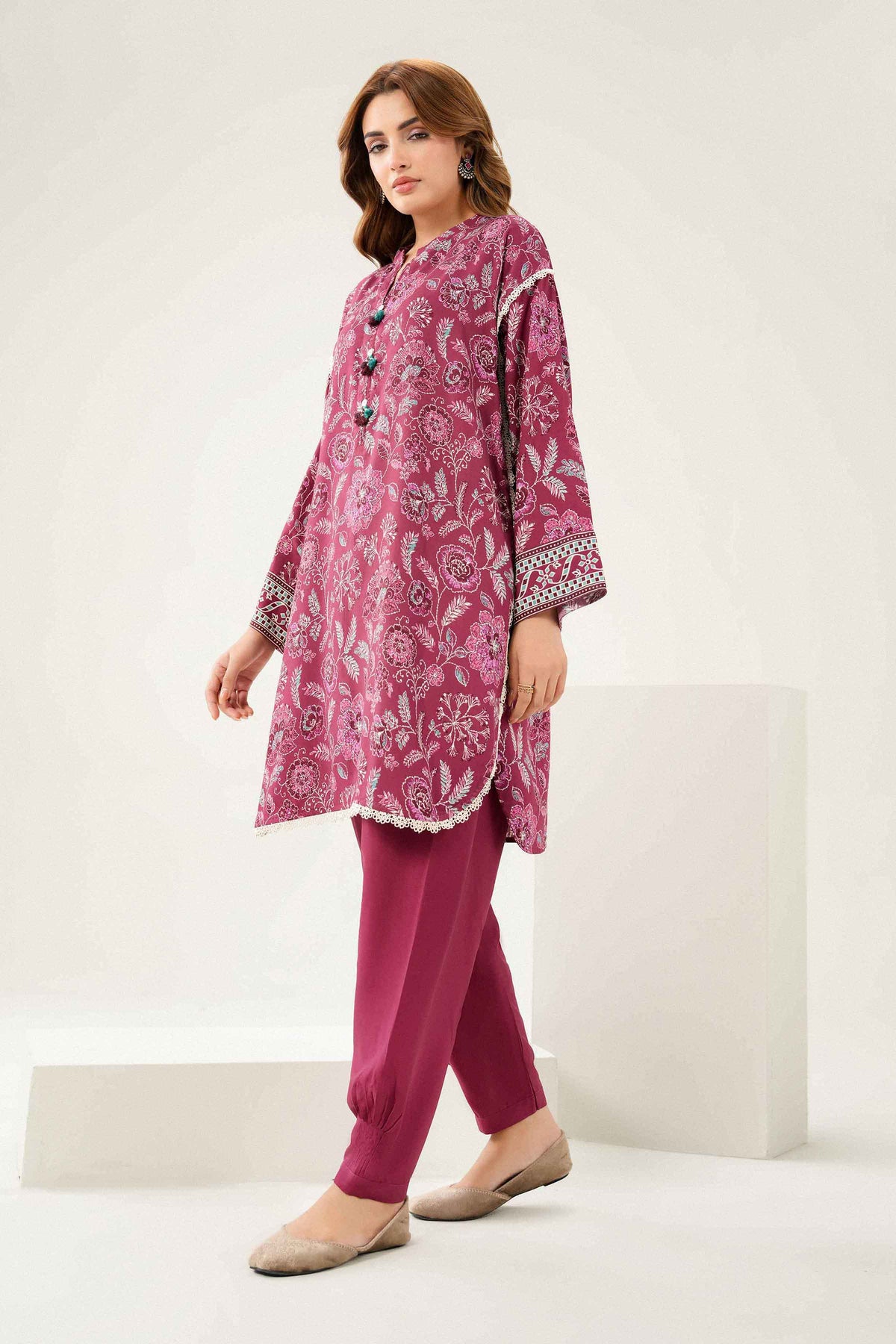 Nishat UK - Red Printed Linen 2 Pieces ready to wear Dress