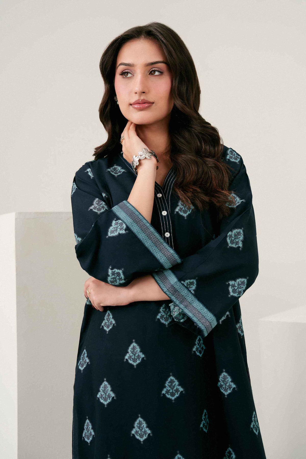 Nishat UK - Blue Printed Jacquard 2 Pieces ready to wear