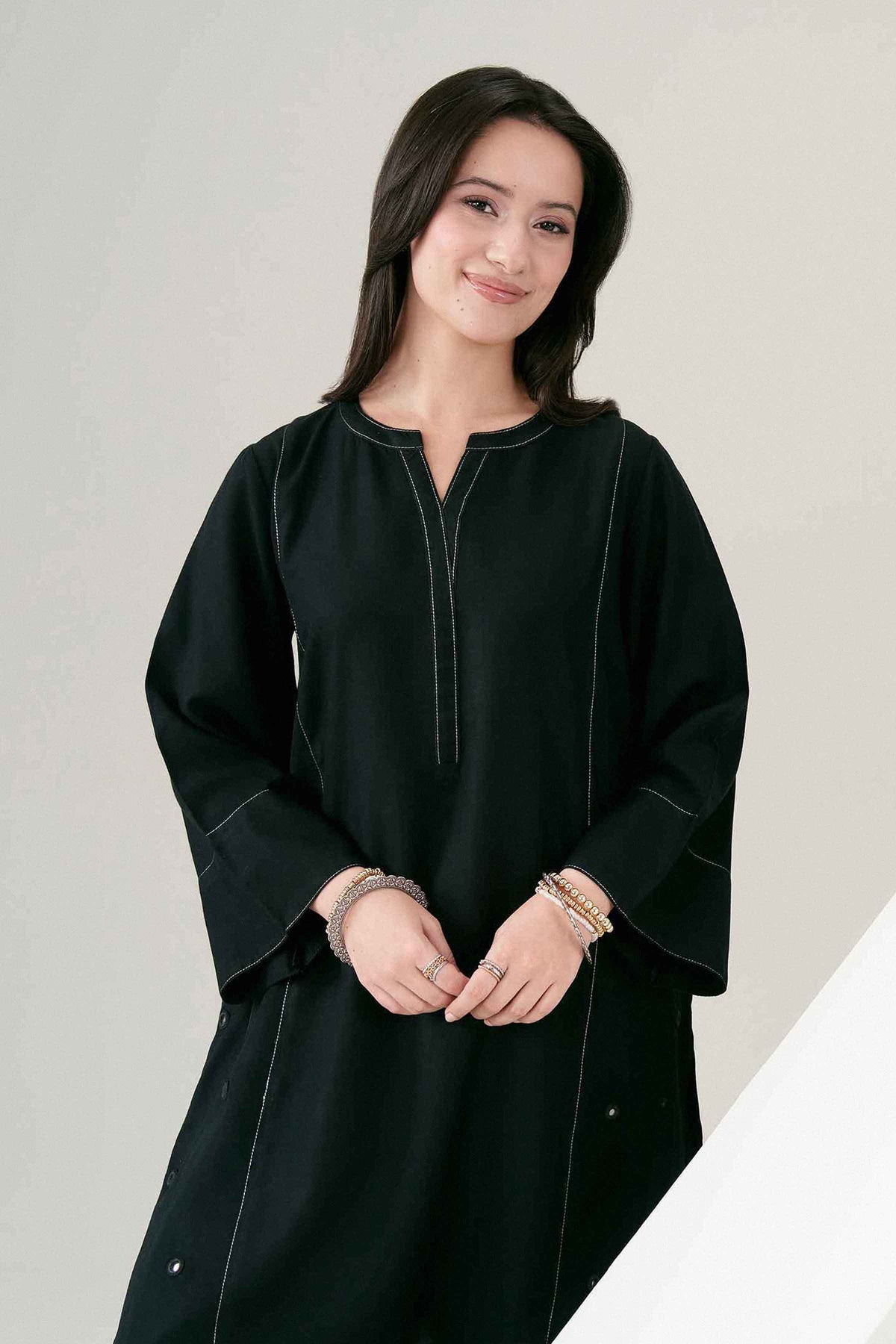 Nishat UK - Black Solids Yarn Dyed Jacquard 2 Pieces ready to wear Dress