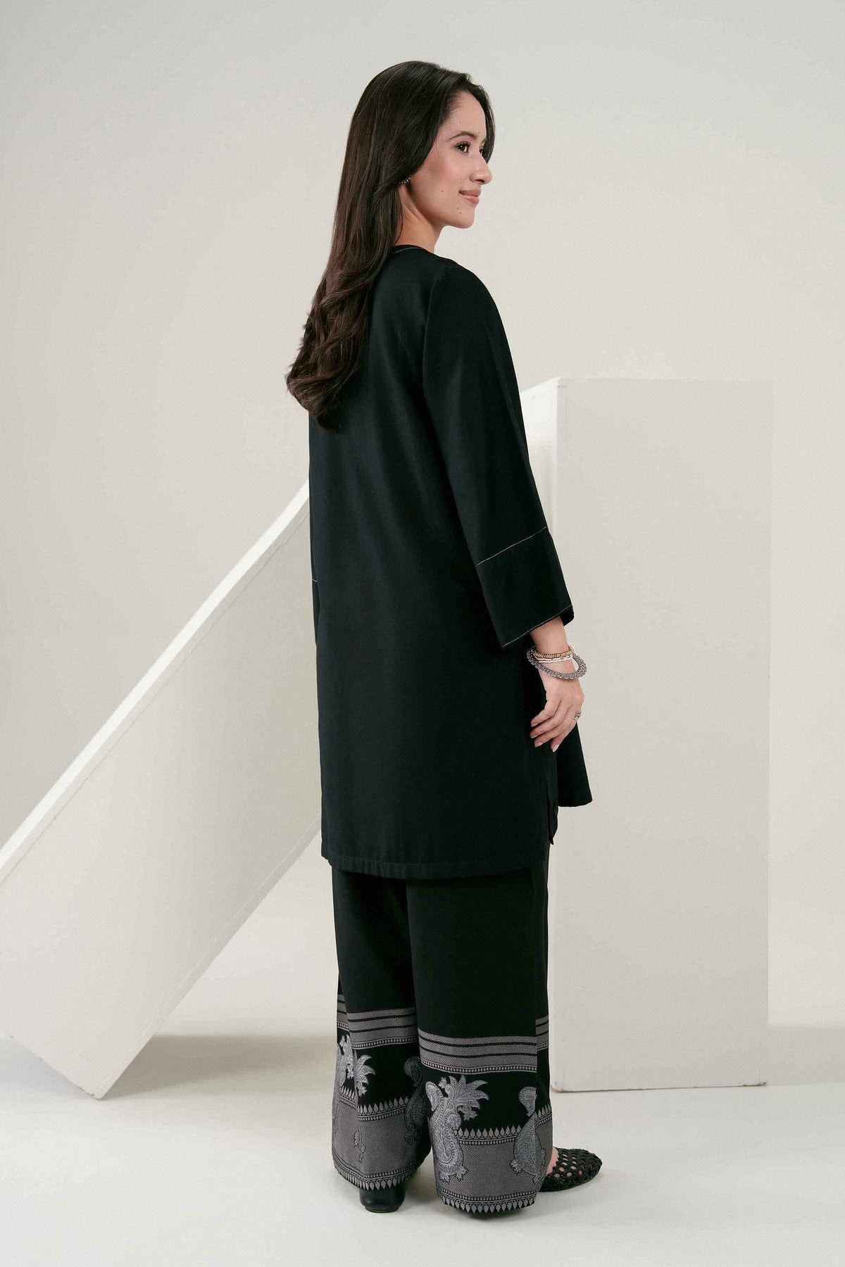Nishat UK - Black Solids Yarn Dyed Jacquard 2 Pieces ready to wear Dress