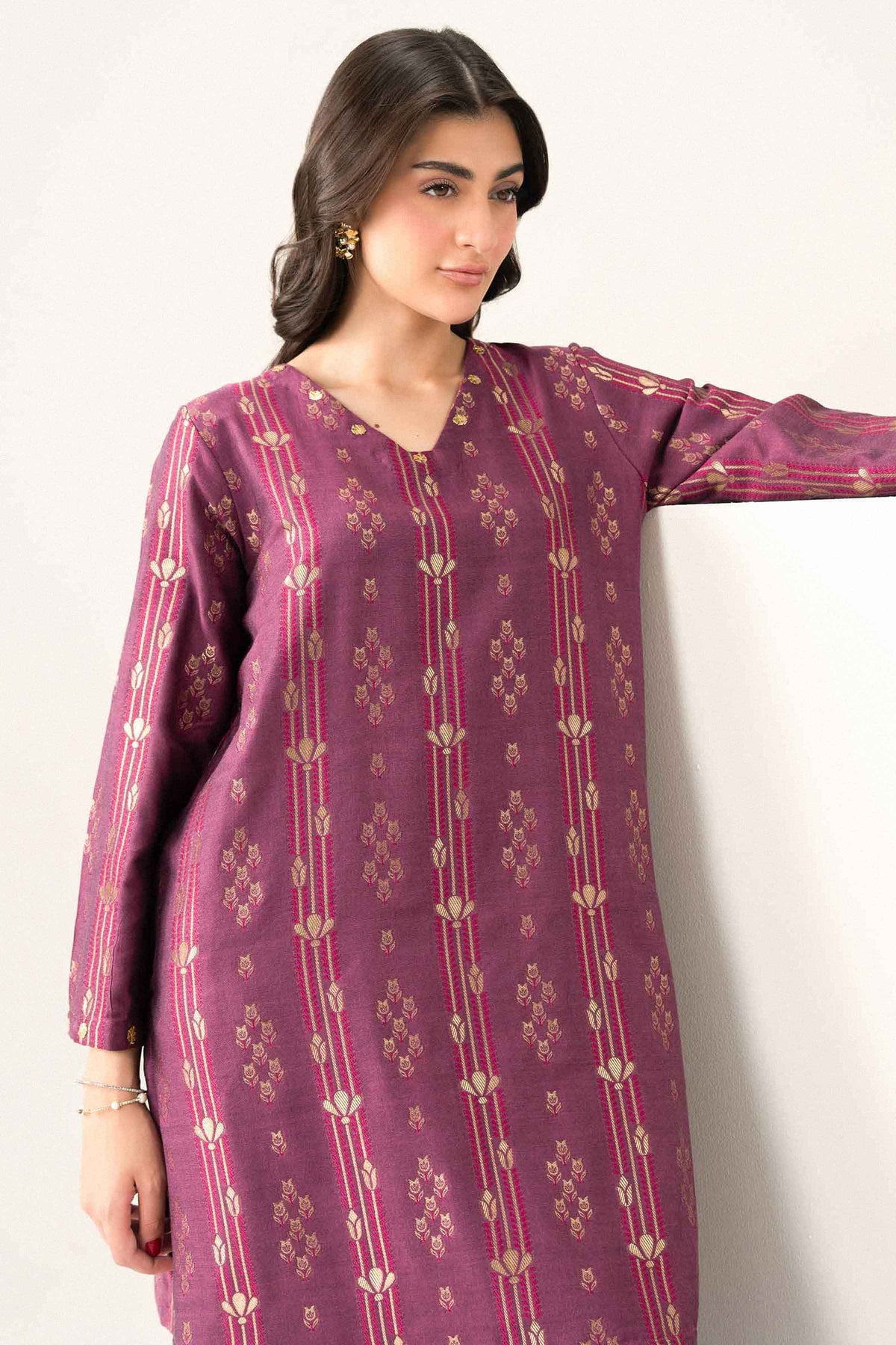 Nishat UK - Red Printed Yarn Dyed 2 Pieces ready to wear Dress