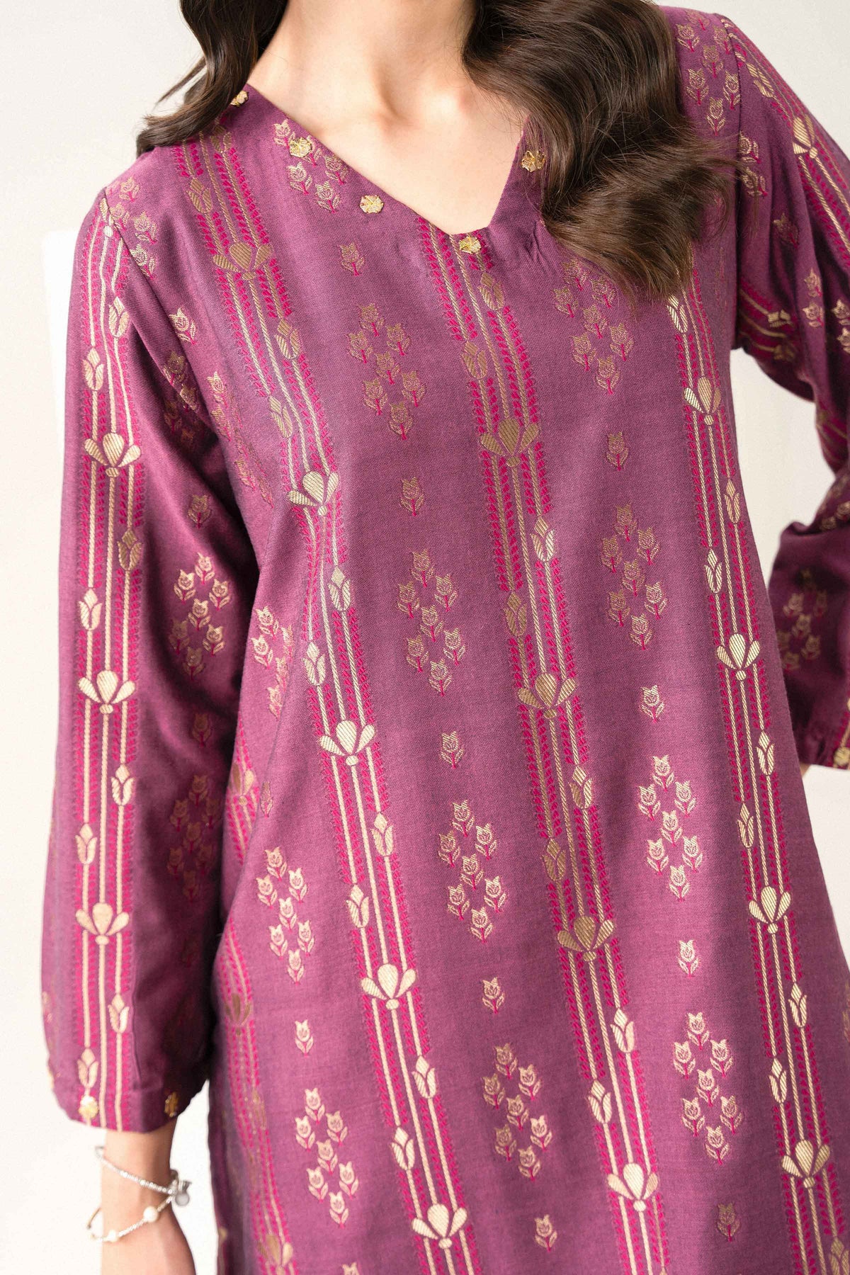 Nishat UK - Red Printed Yarn Dyed 2 Pieces ready to wear Dress