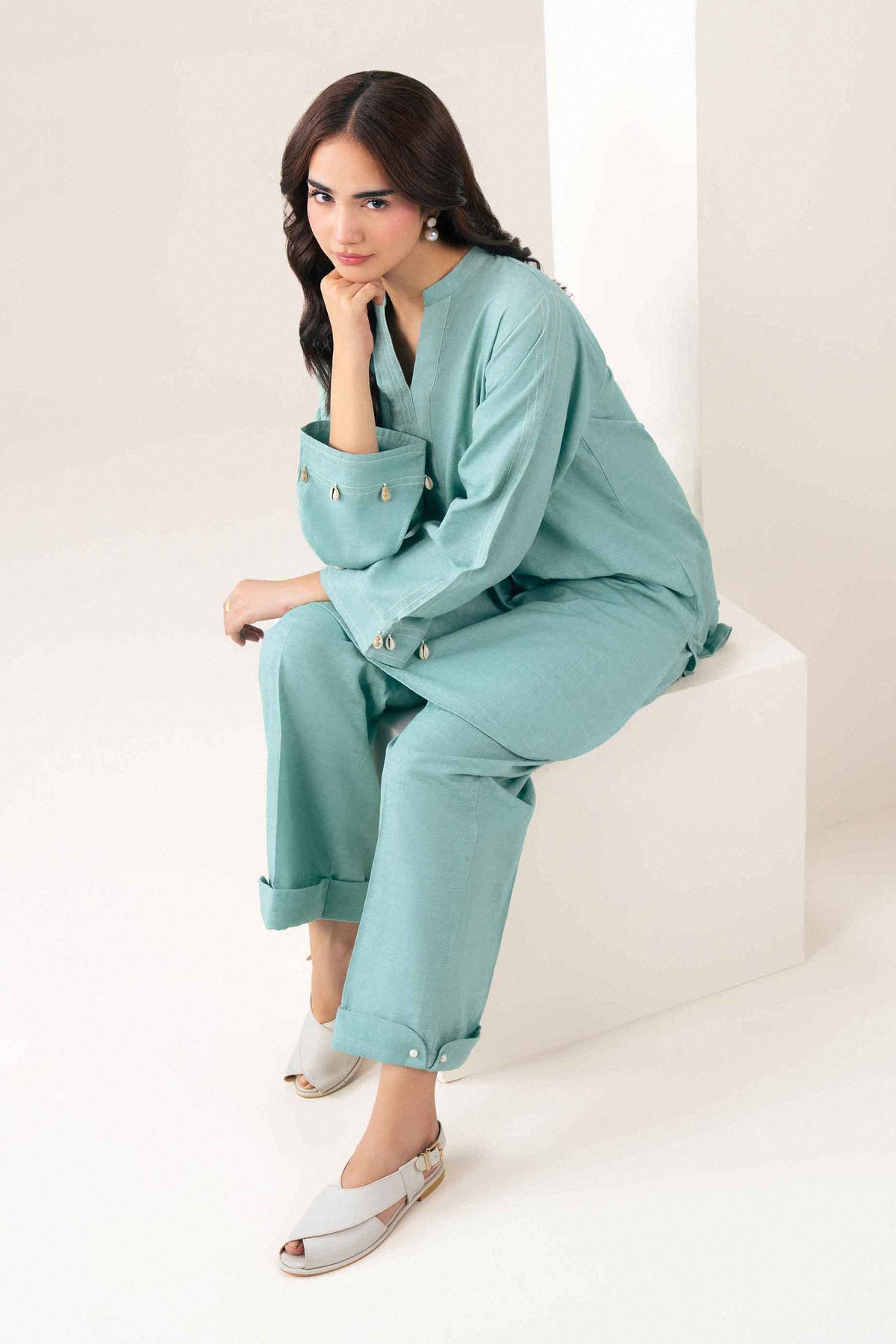 Nishat UK - Blue Solids Jacquard 2 Pieces ready to wear Dress