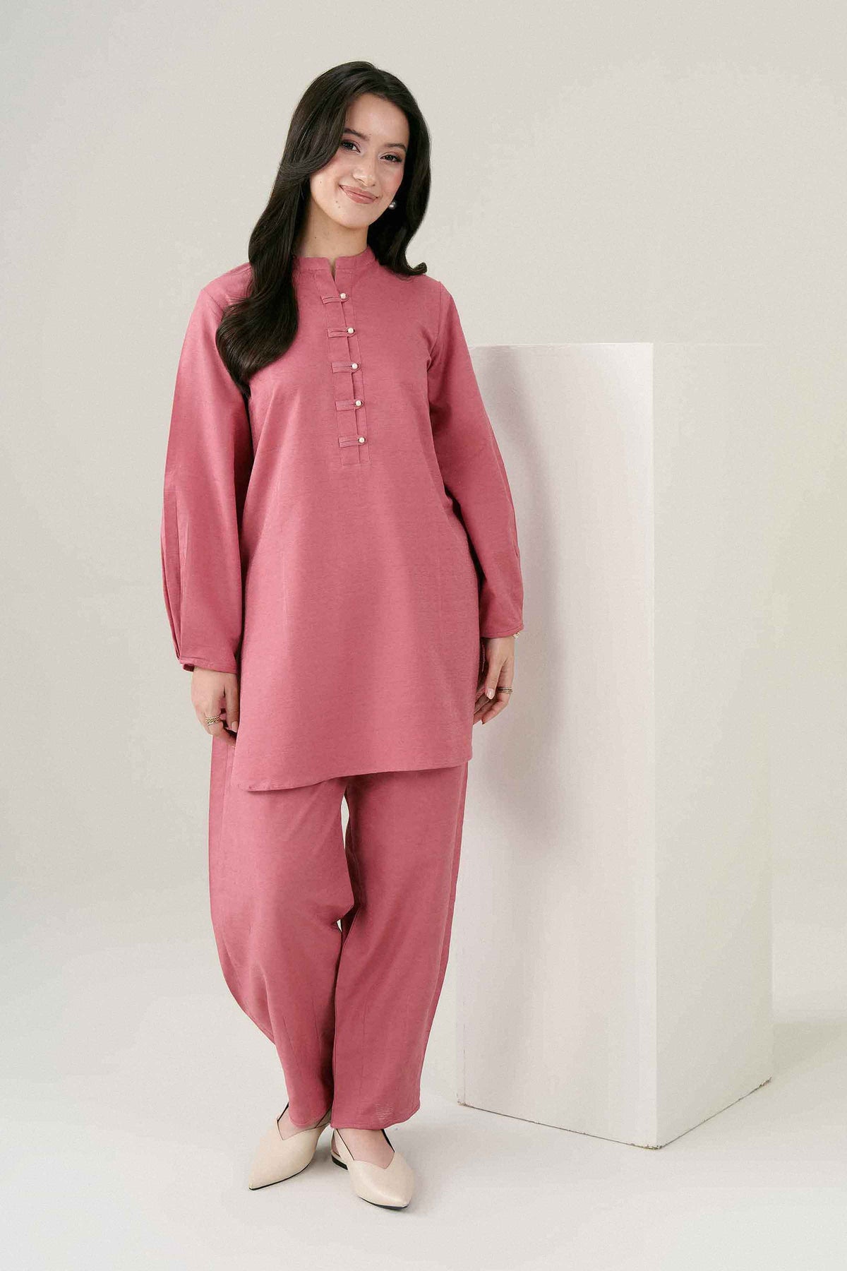 Nishat UK - Pink Solids Jacquard 2 Pieces ready to wear Dress