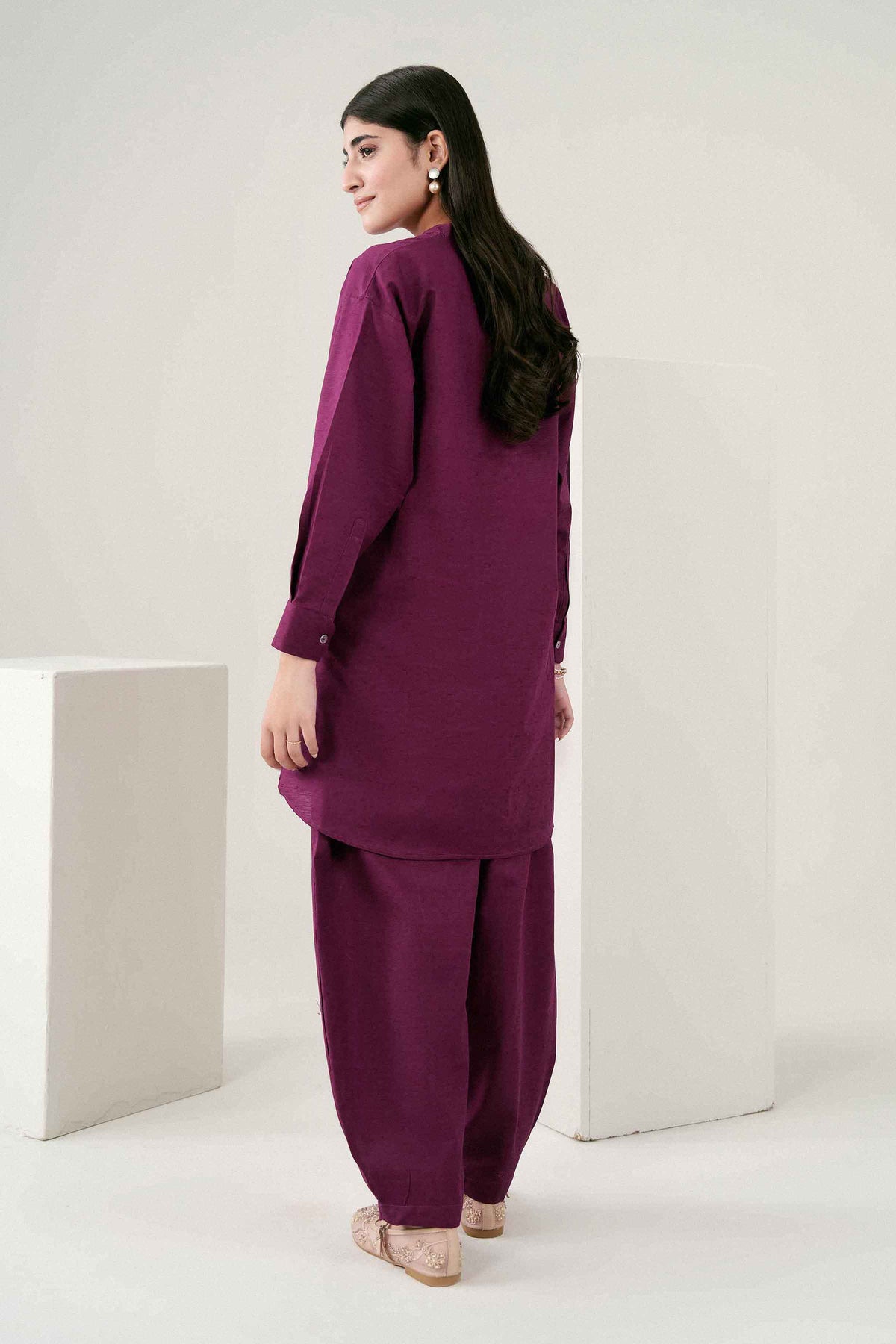 Nishat UK - Purple Solids Jacquard 2 Pieces ready to wear Dress