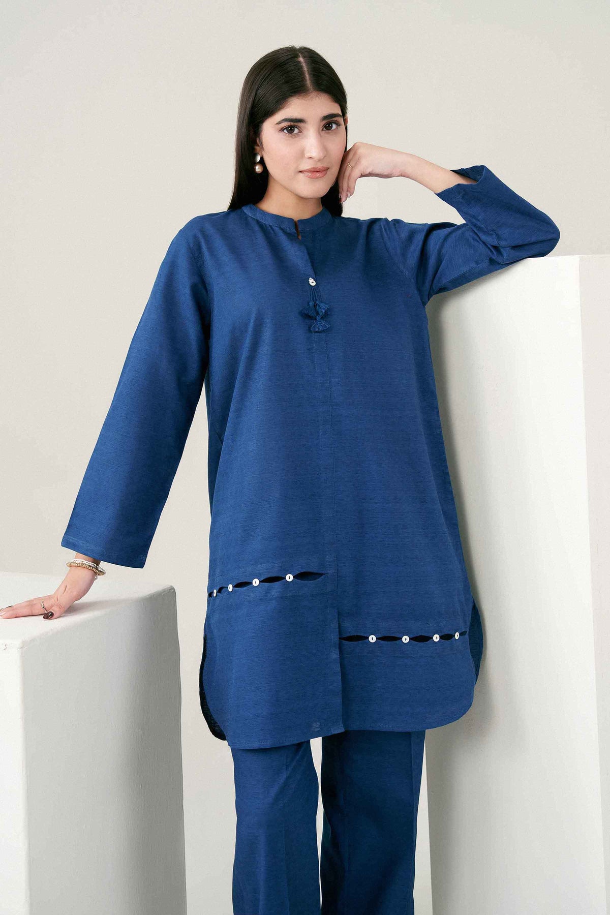 Nishat UK - Blue Solids Jacquard 2 Pieces ready to wear Dress