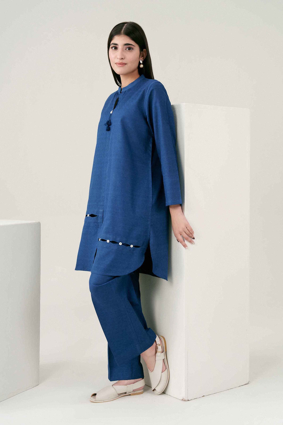 Nishat UK - Blue Solids Jacquard 2 Pieces ready to wear Dress