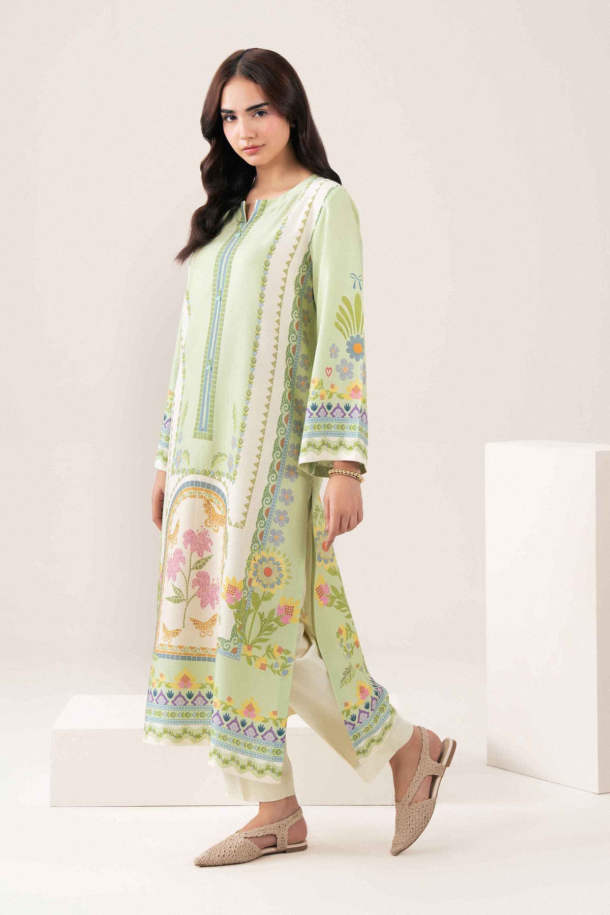 Nishat UK - Green Printed Linen 2 Pieces ready to wear Dress