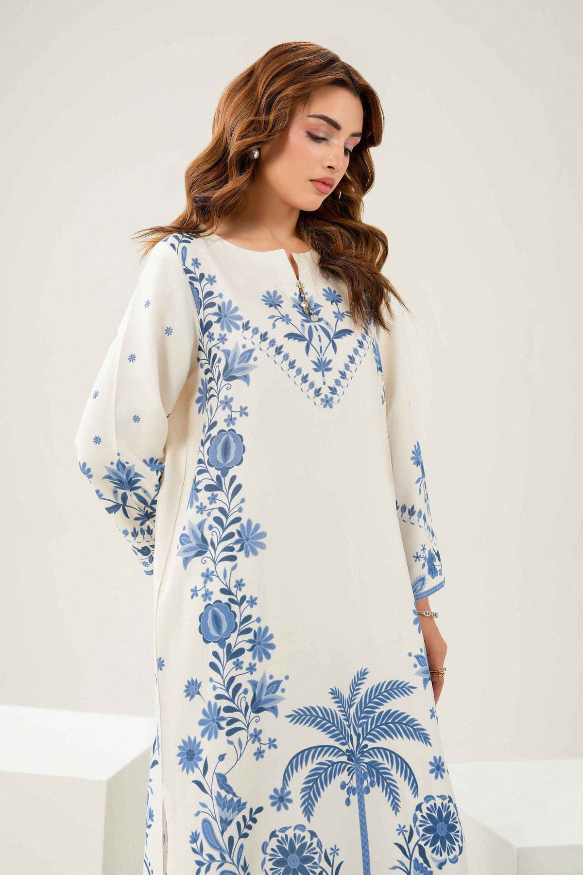 Nishat UK - White Printed Linen 2 Pieces ready to wear Dress