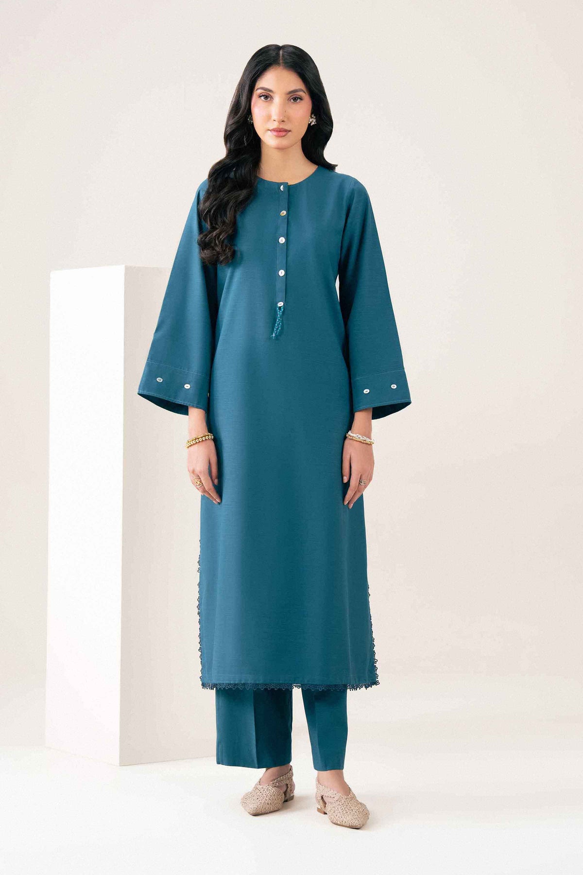 Nishat UK - Teal Solids Yarn Dyed 2 Pieces ready to wear Dress