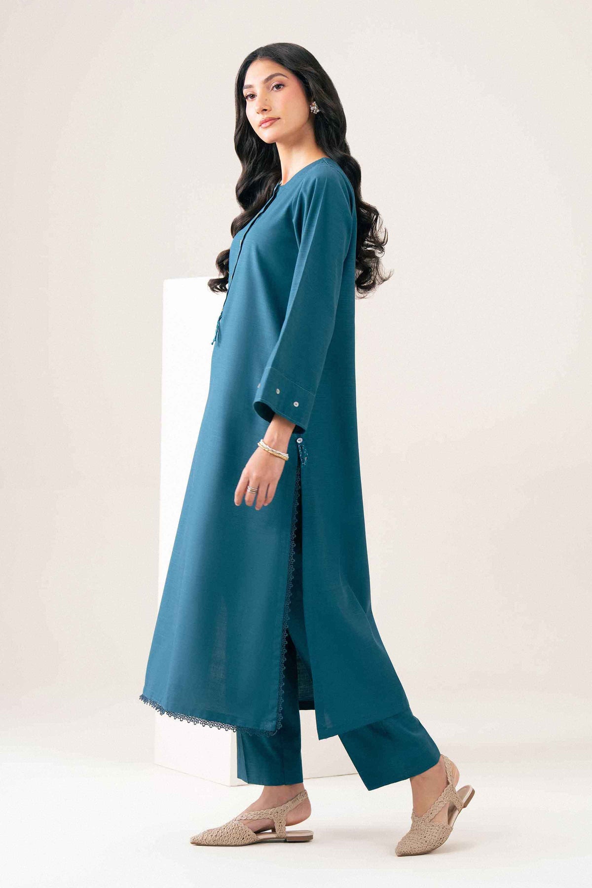 Nishat UK - Teal Solids Yarn Dyed 2 Pieces ready to wear Dress