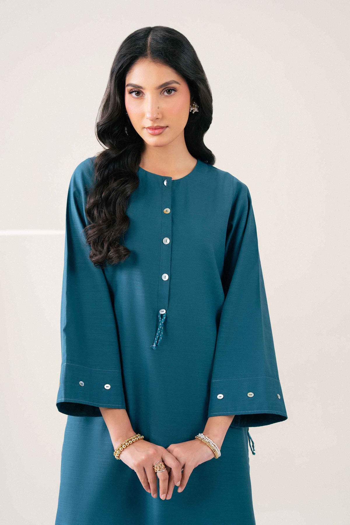 Nishat UK - Teal Solids Yarn Dyed 2 Pieces ready to wear Dress