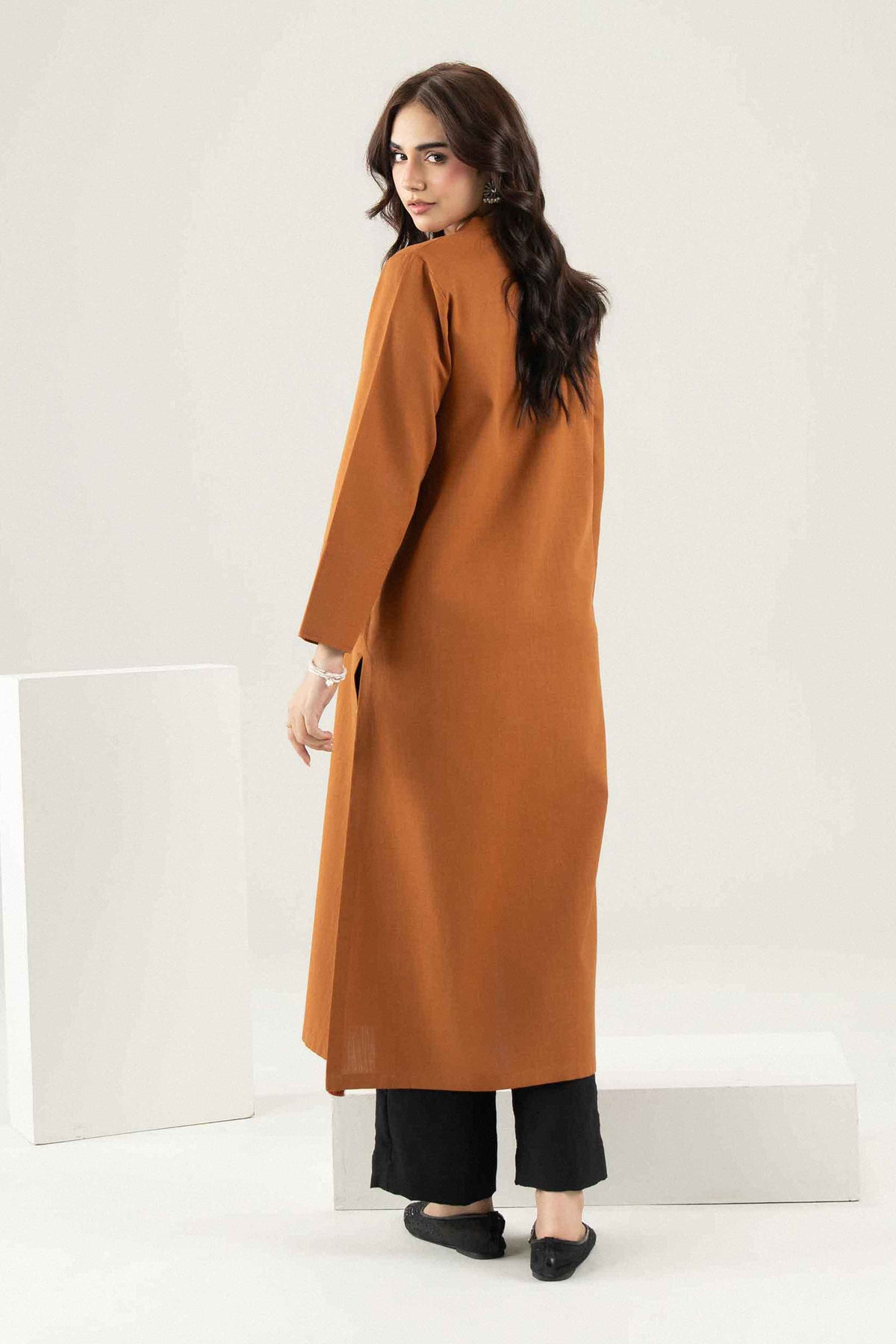 Nishat UK - Brown Solids Yarn Dyed 1 Piece ready to wear Shirt