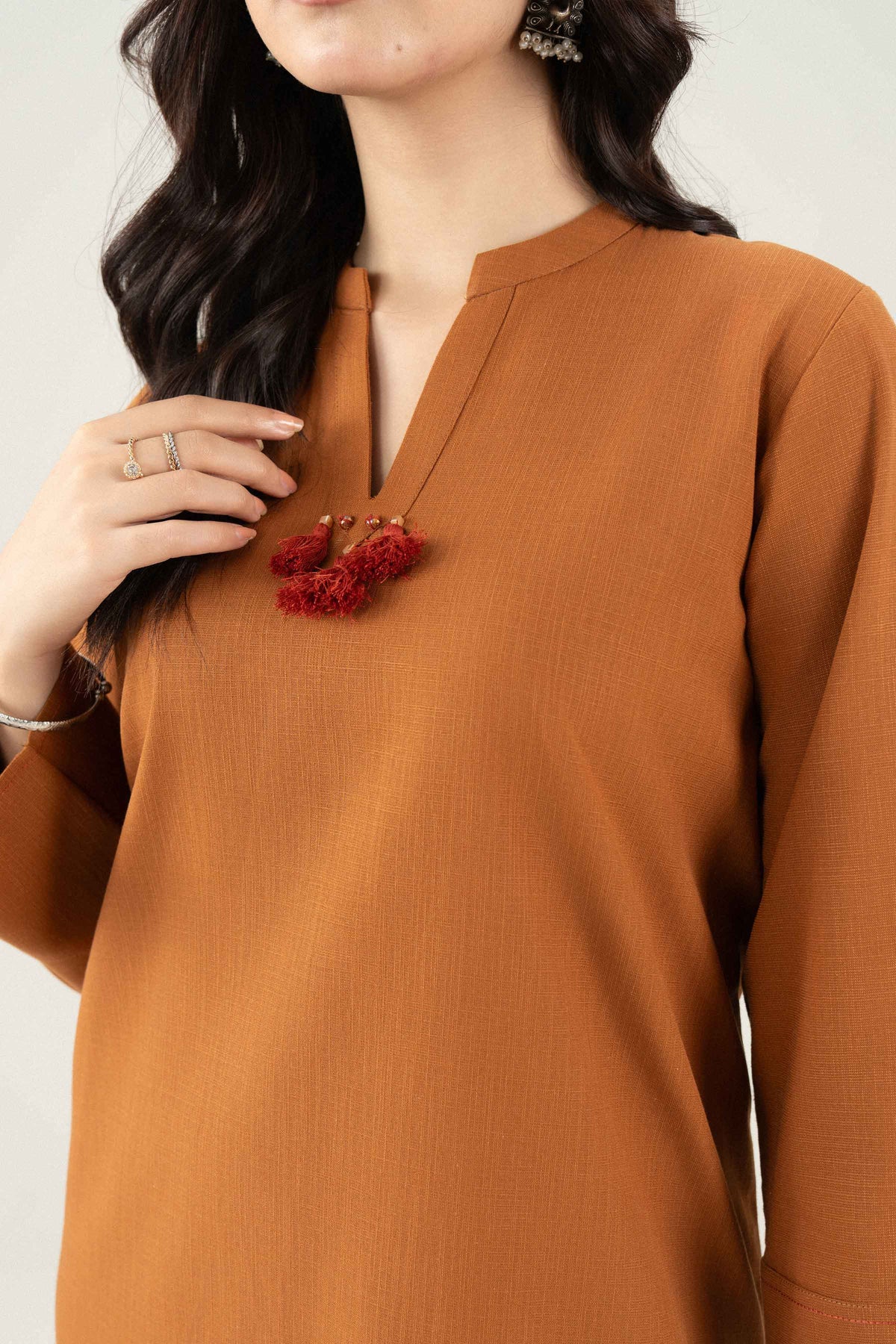 Nishat UK - Brown Solids Yarn Dyed 1 Piece ready to wear Shirt