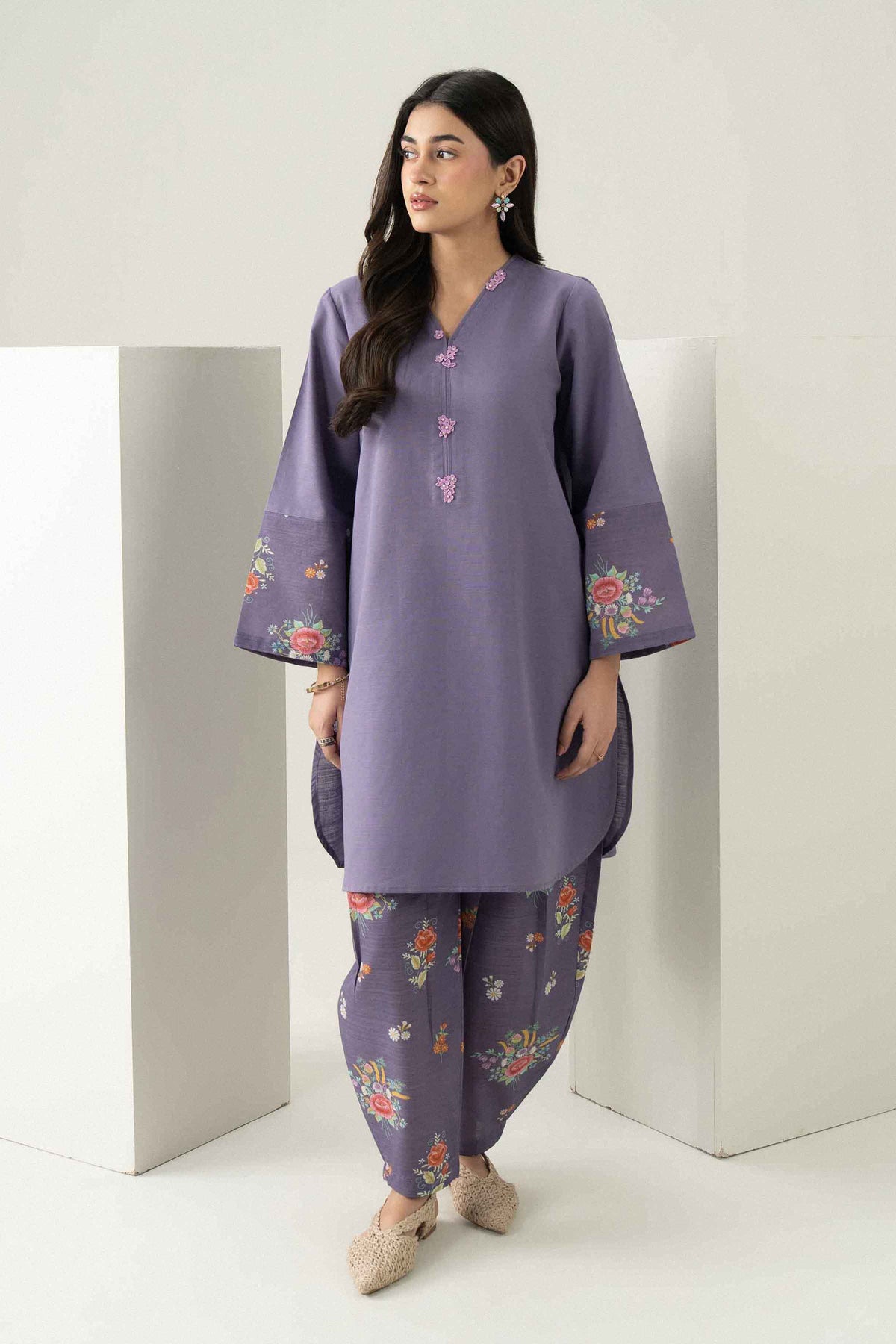 Nishat UK - Purple Printed Khaddar 2 Pieces ready to wear Dress