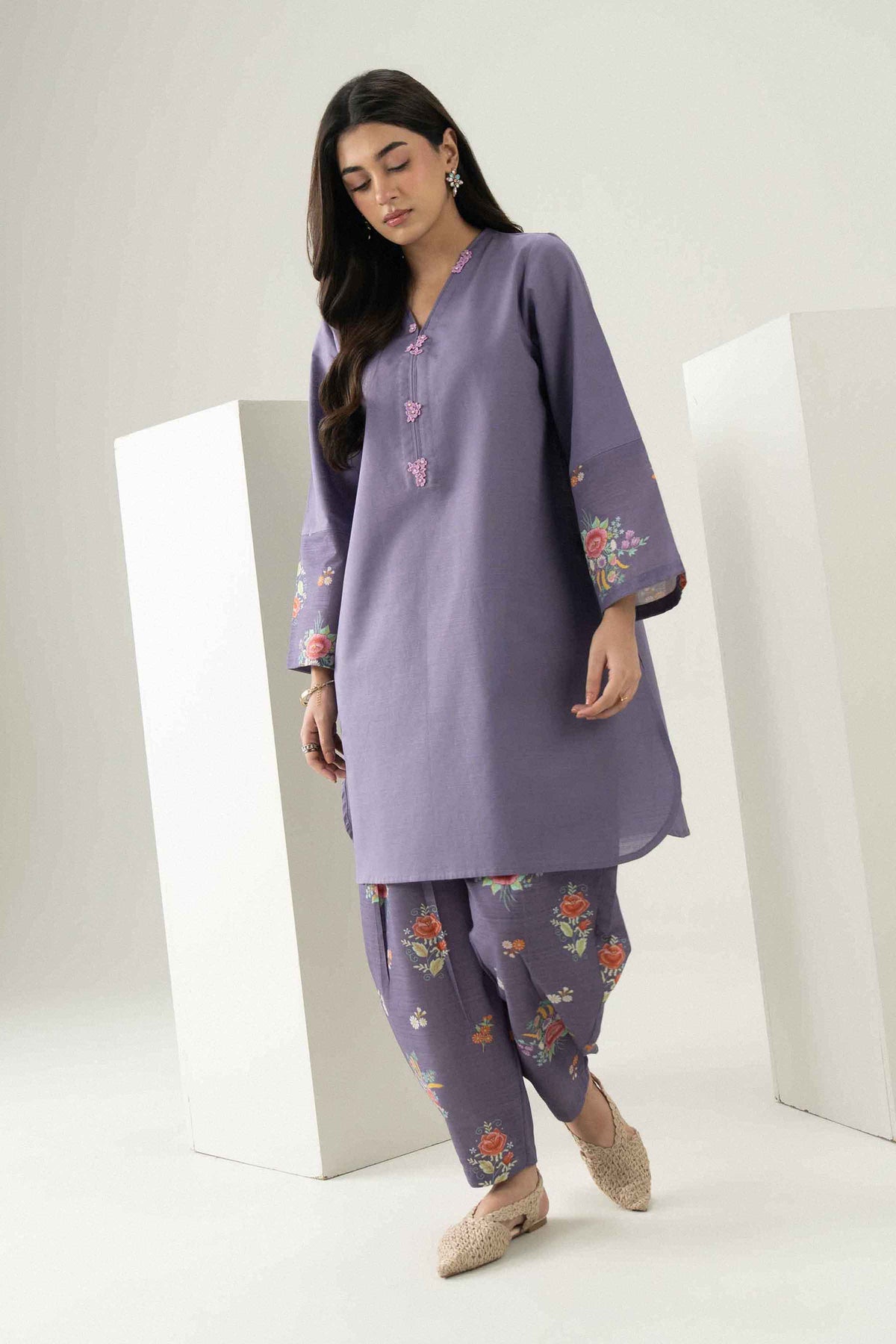 Nishat UK - Purple Printed Khaddar 2 Pieces ready to wear Dress