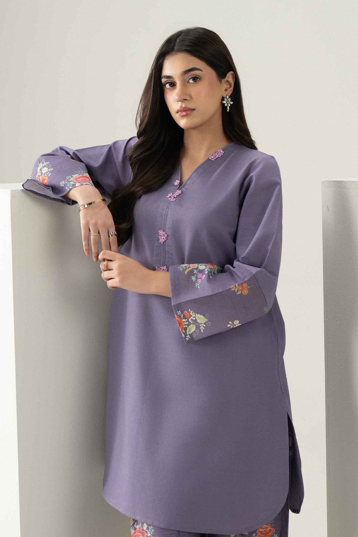 Nishat UK - Purple Printed Khaddar 2 Pieces ready to wear Dress