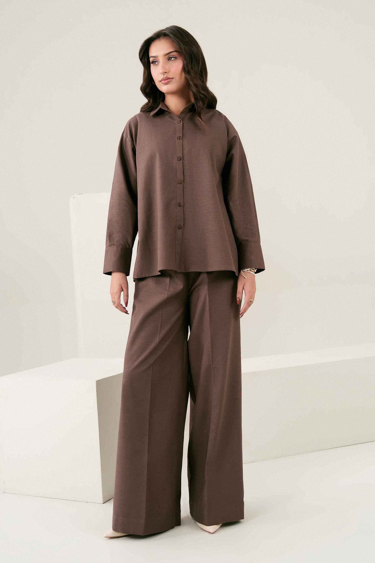 Nishat UK - Brown Solids Yarn Dyed 2 Pieces ready to wear Dress