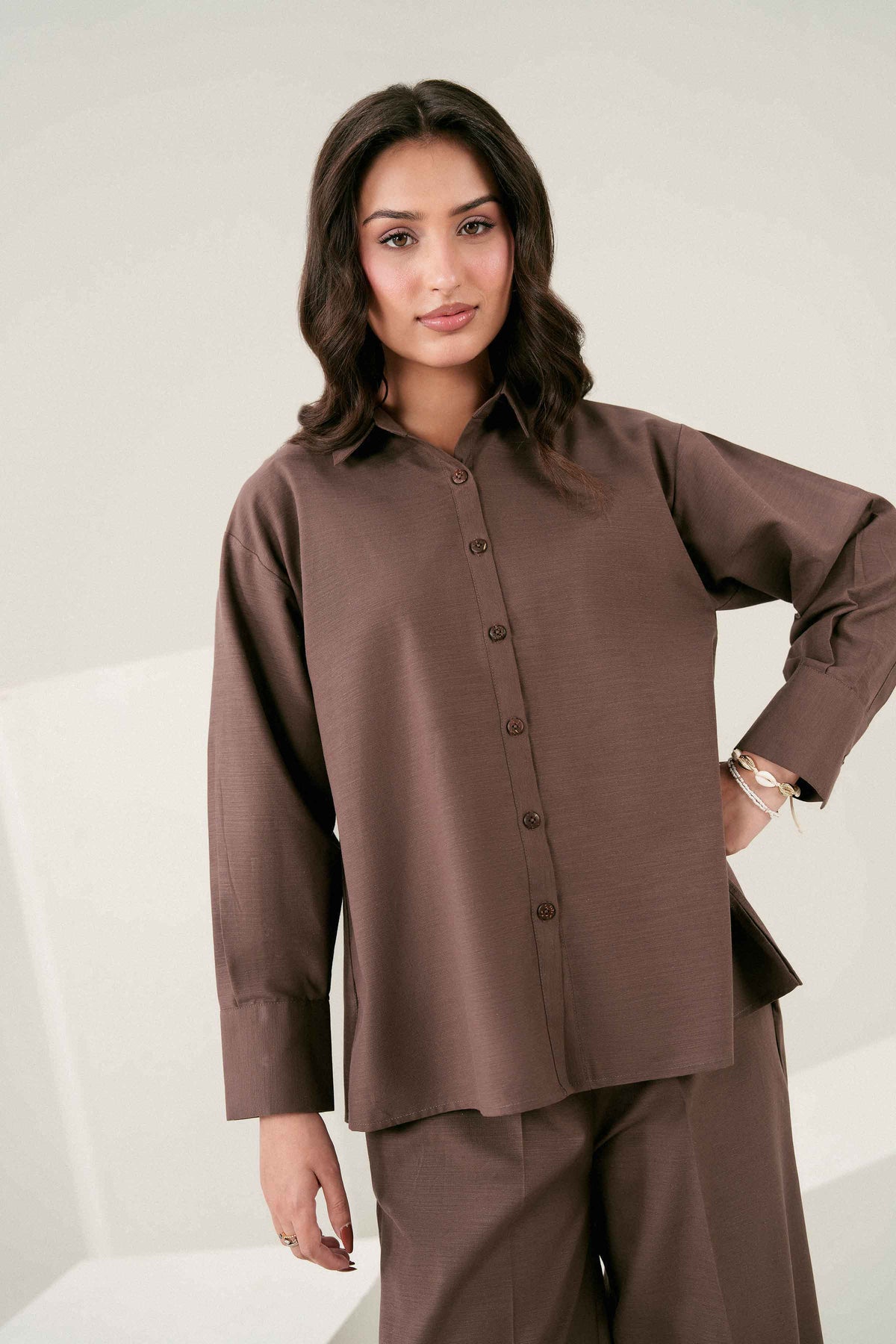 Nishat UK - Brown Solids Yarn Dyed 2 Pieces ready to wear Dress