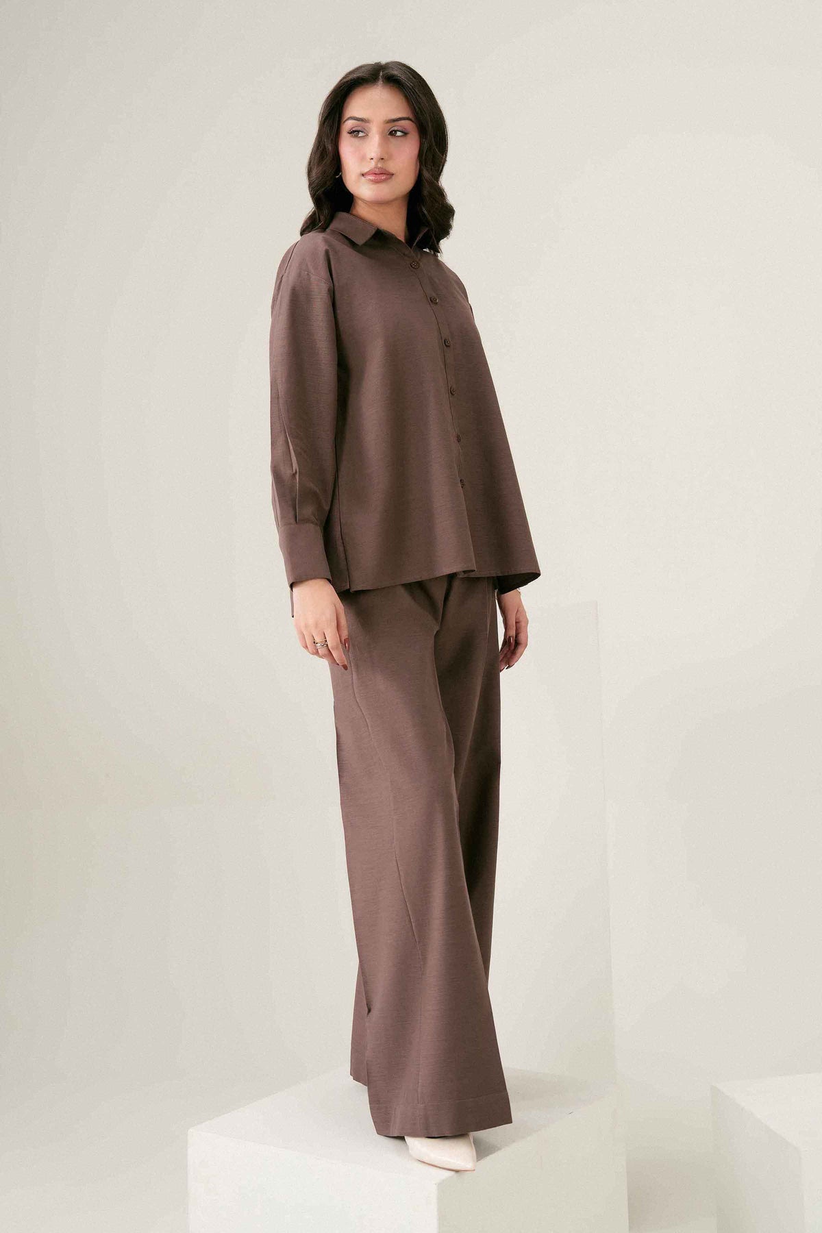 Nishat UK - Brown Solids Yarn Dyed 2 Pieces ready to wear Dress