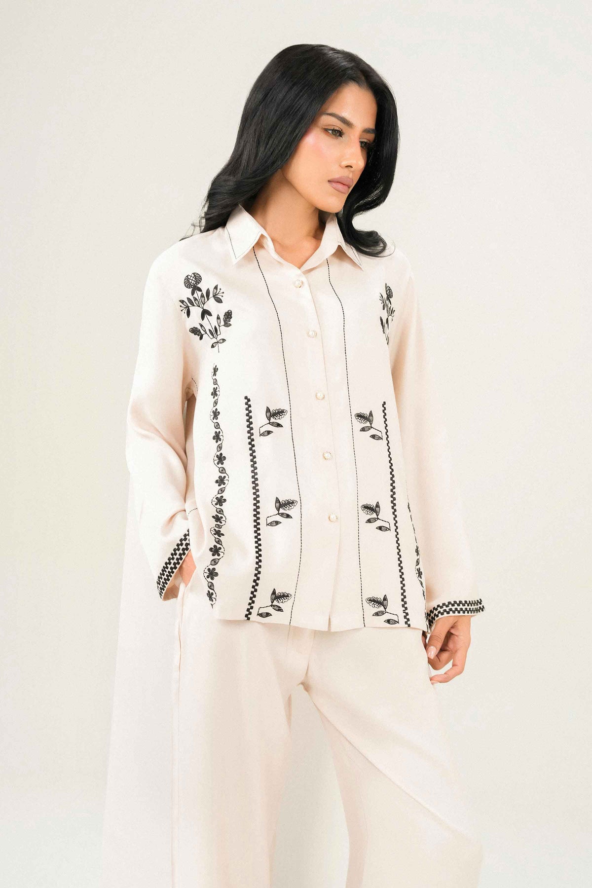 Nishat UK - Off White Embroidered Imported 2 Pieces ready to wear Dress