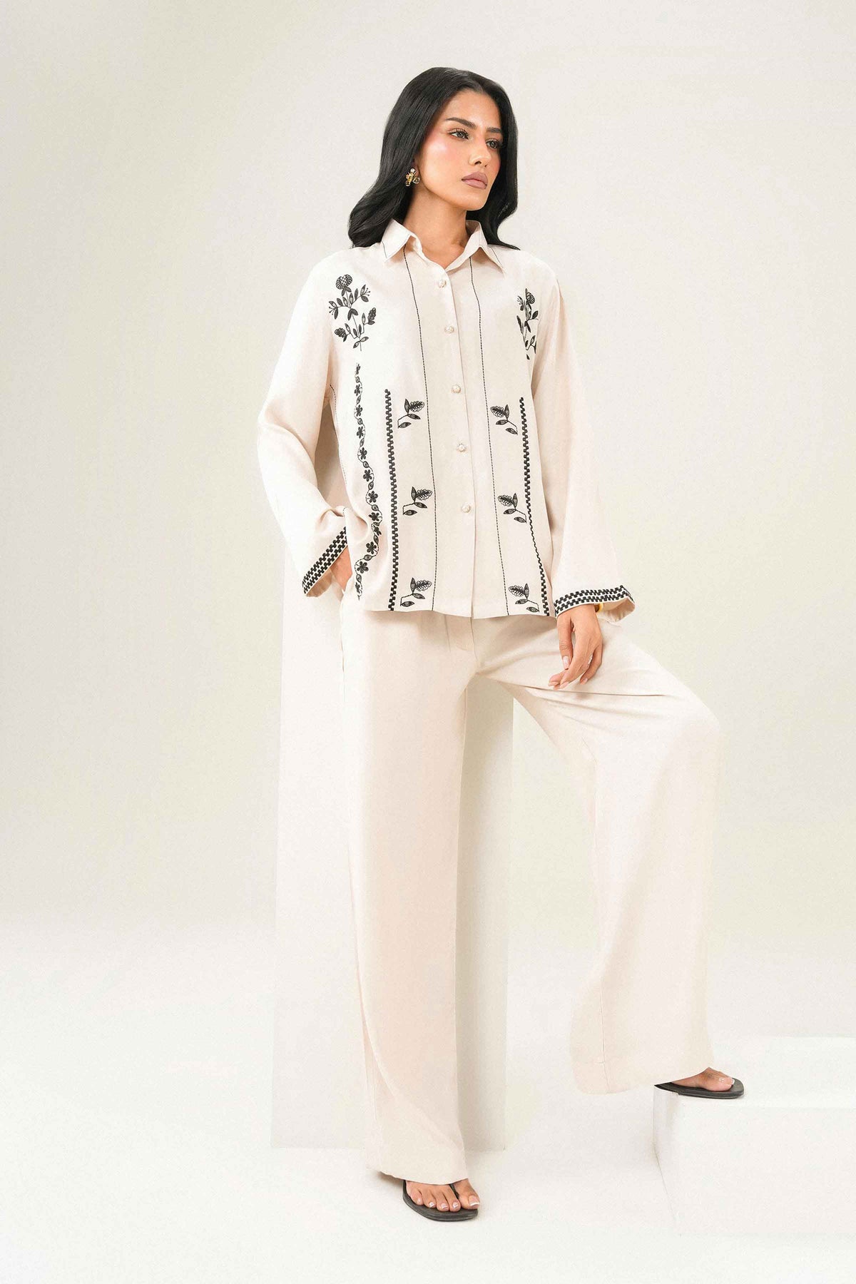 Nishat UK - Off White Embroidered Imported 2 Pieces ready to wear Dress