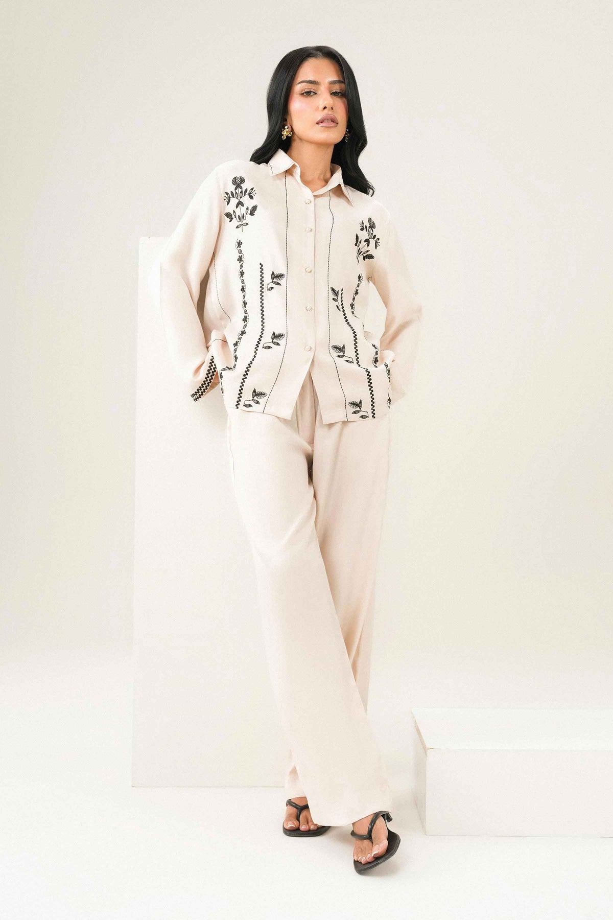Nishat UK - Off White Embroidered Imported 2 Pieces ready to wear Dress