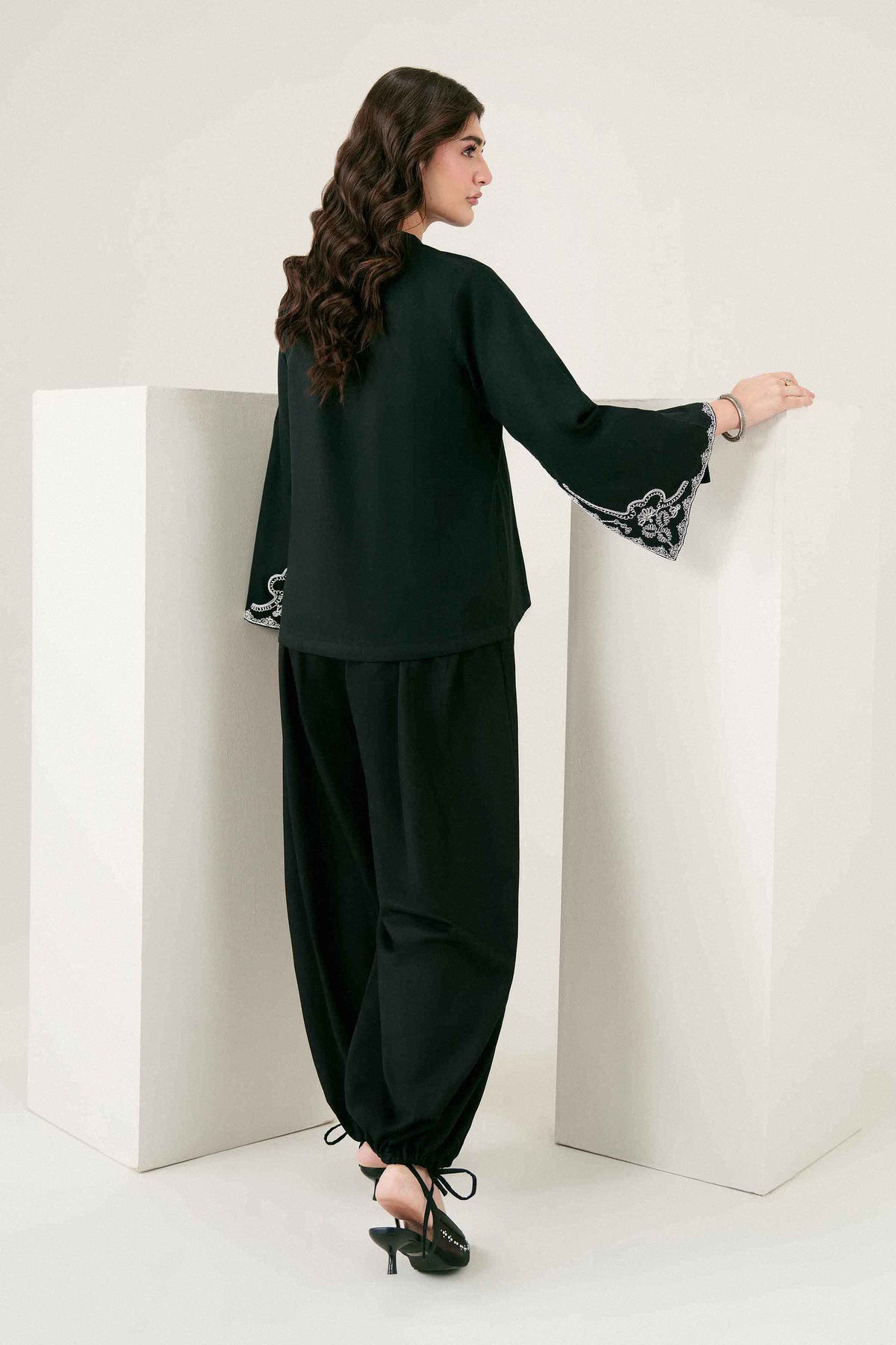 Nishat UK - Black Embroidered Yarn Dyed 1 Piece ready to wear