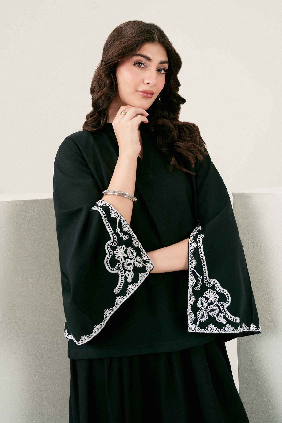 Nishat UK - Black Embroidered Yarn Dyed 1 Piece ready to wear