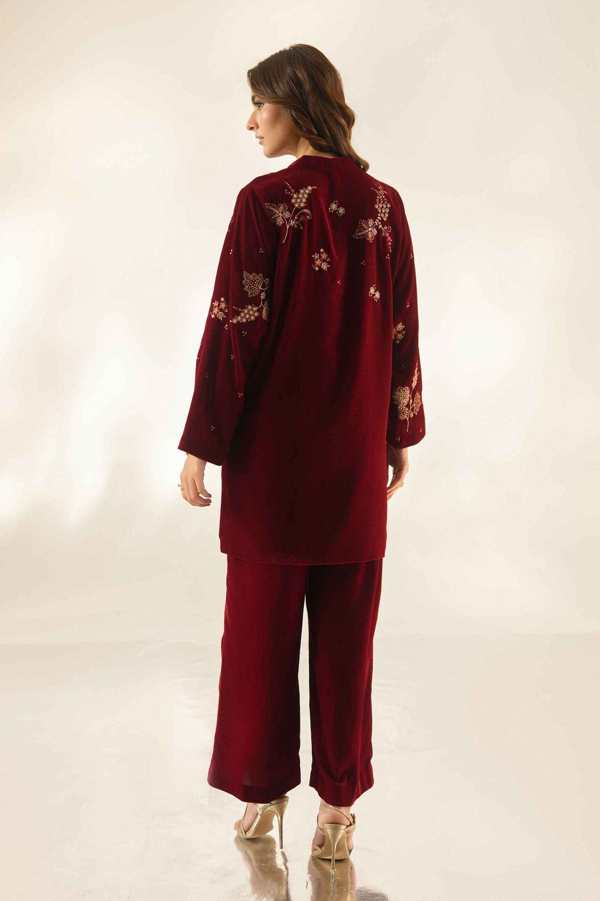 Nishat UK - Red Embroidered Velvet 2 Pieces ready to wear Dress