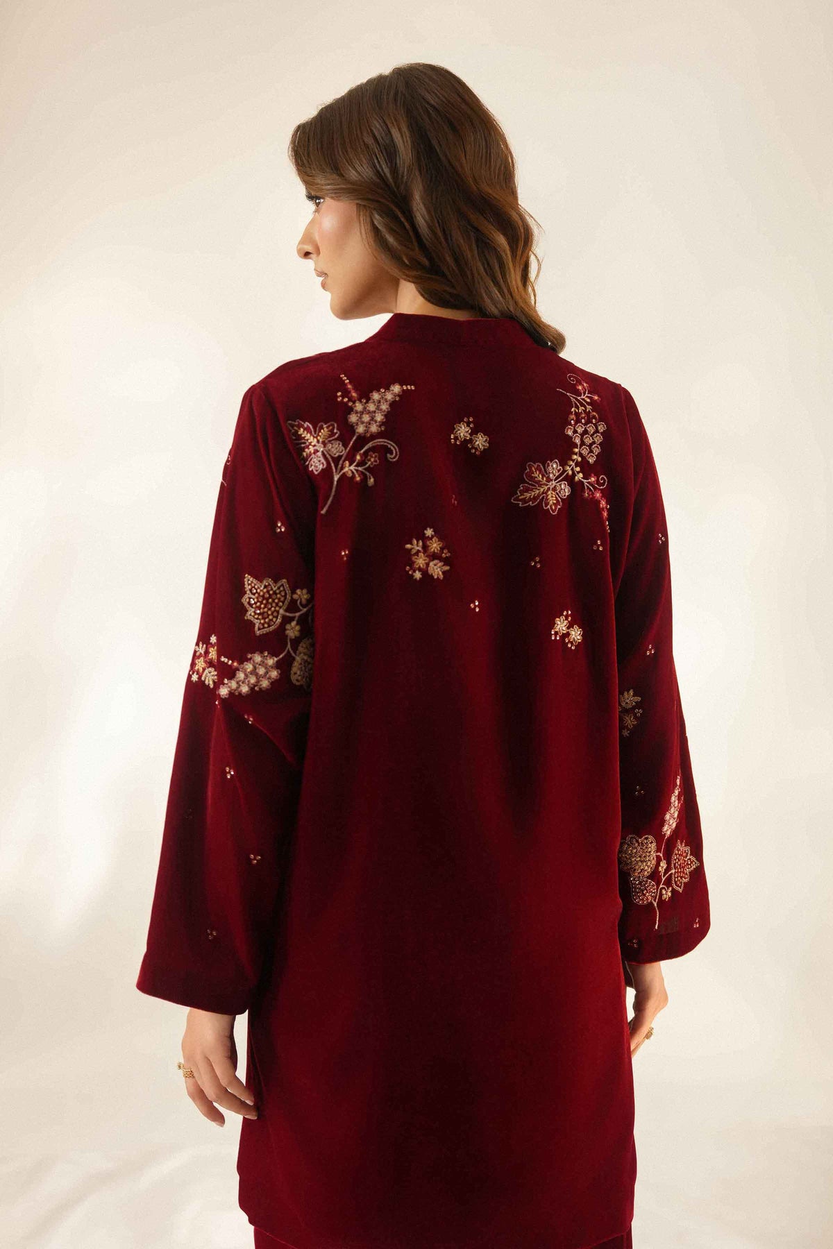 Nishat UK - Red Embroidered Velvet 2 Pieces ready to wear Dress