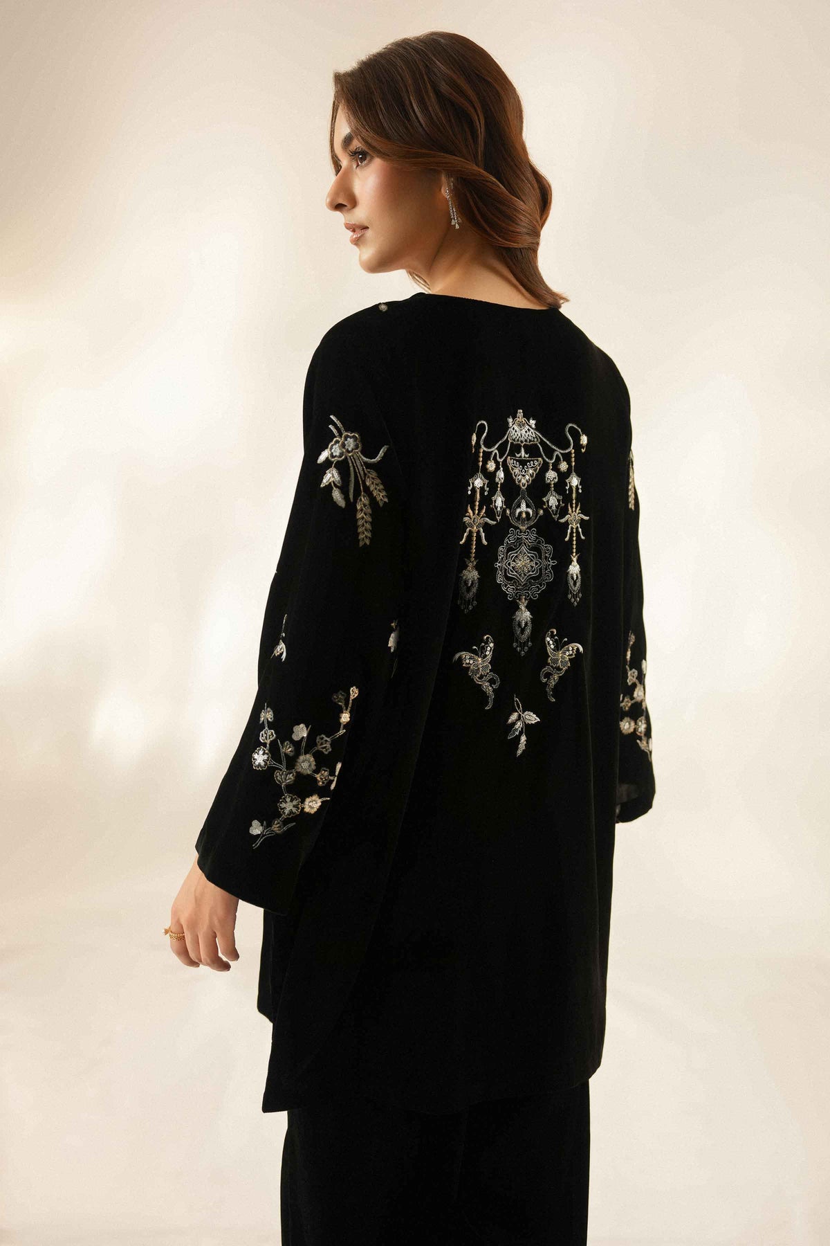 Nishat UK - Black Embroidered Velvet 2 Pieces ready to wear Dress