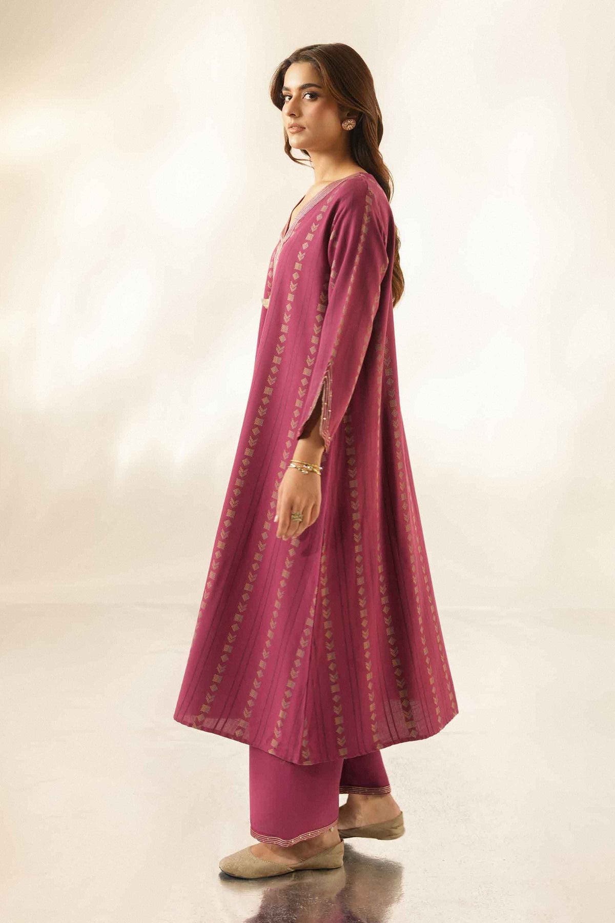 Nishat UK - Purple Embroidered Cotton 2 Pieces ready to wear Dress