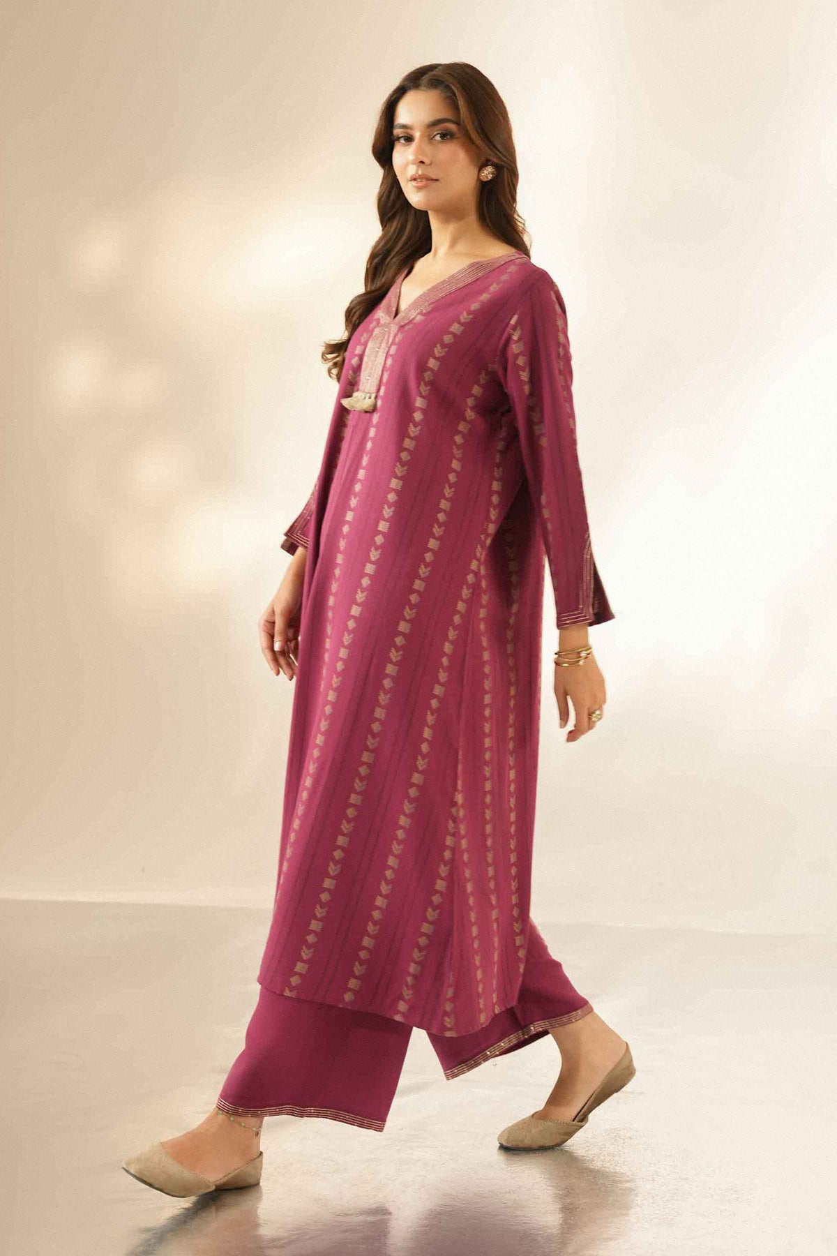 Nishat UK - Purple Embroidered Cotton 2 Pieces ready to wear Dress