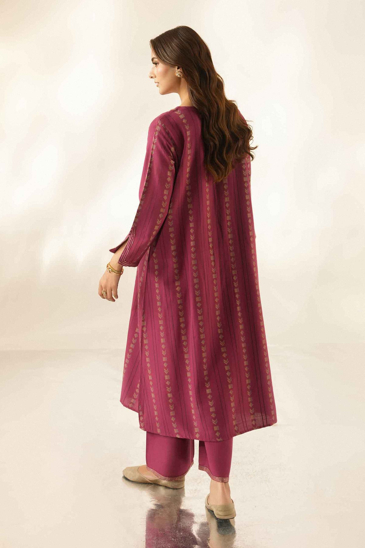 Nishat UK - Purple Embroidered Cotton 2 Pieces ready to wear Dress
