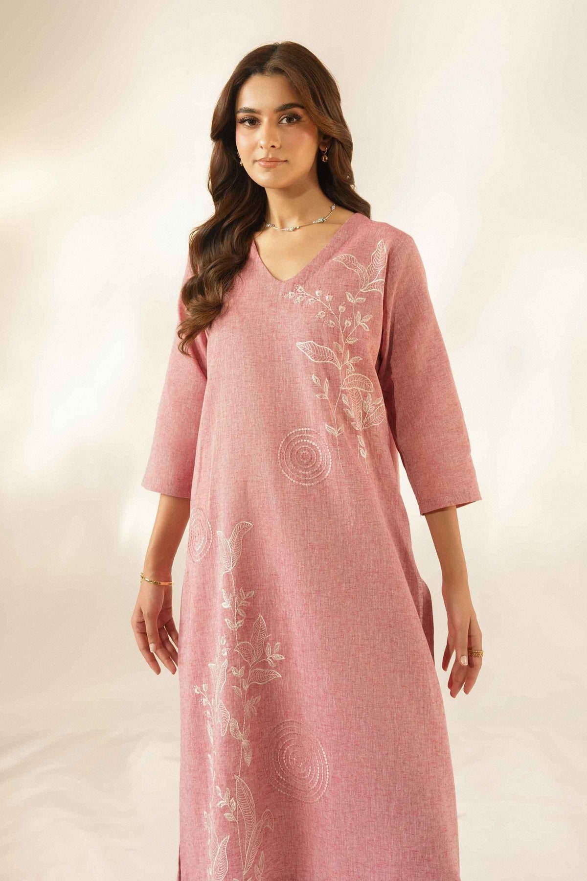 Nishat UK - Pink Embroidered Linen 2 Pieces ready to wear Dress
