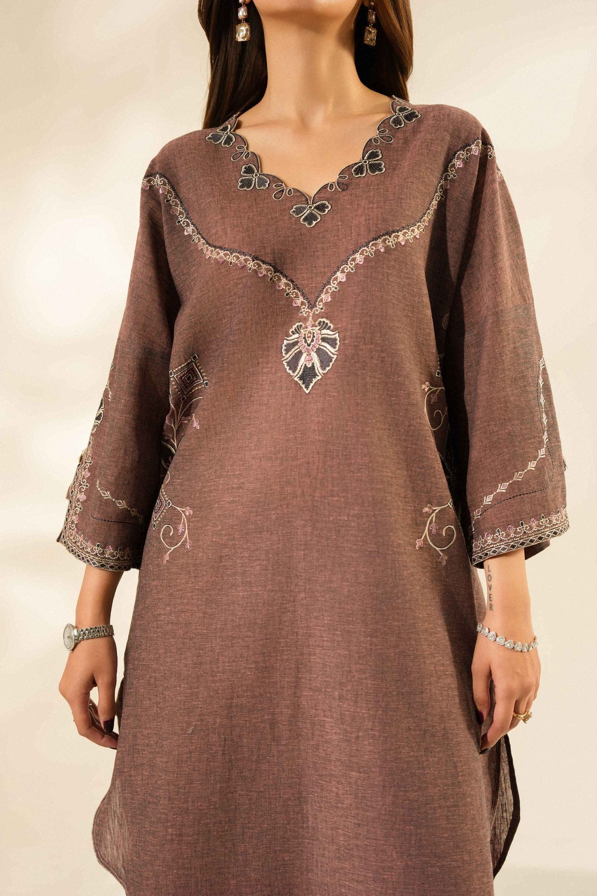 Nishat UK - Purple Embroidered Linen 2 Pieces ready to wear luxury Dress