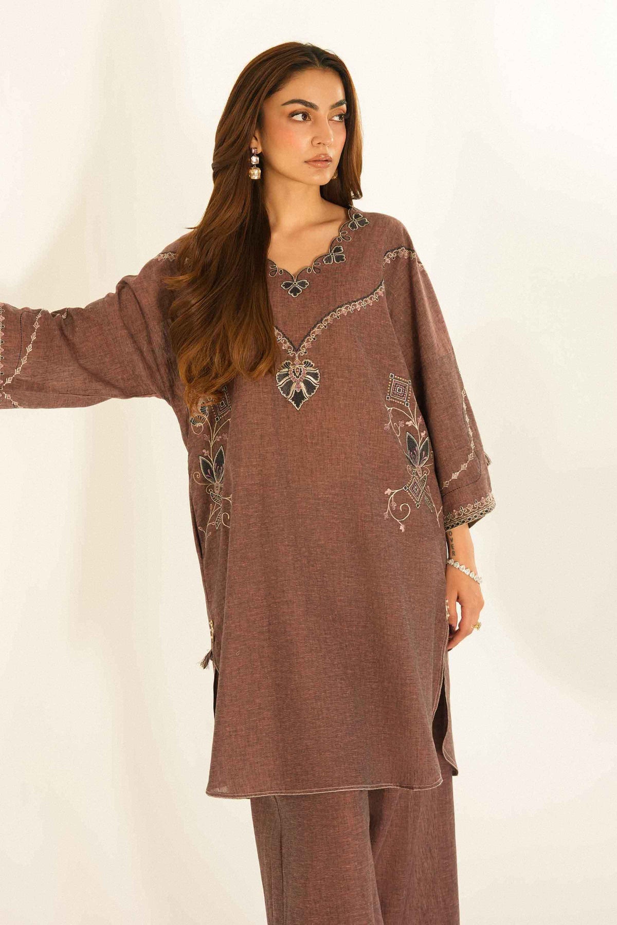 Nishat UK - Purple Embroidered Linen 2 Pieces ready to wear luxury Dress