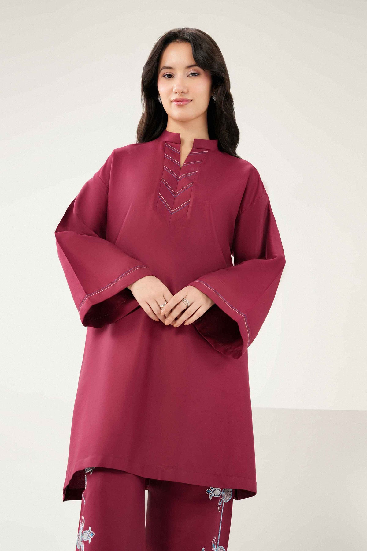Nishat UK - Red Embroidered Twill 2 Pieces ready to wear Dress