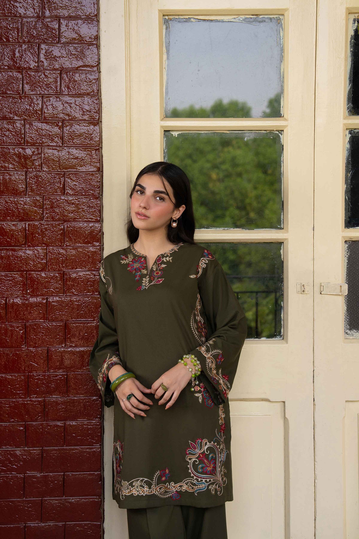 Nishat UK - Green Embroidered PV 2 Pieces ready to wear Dress