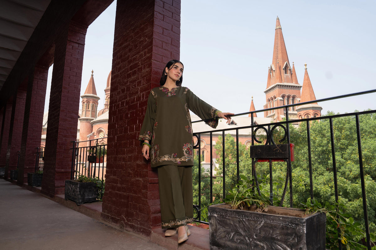 Nishat UK - Green Embroidered PV 2 Pieces ready to wear Dress