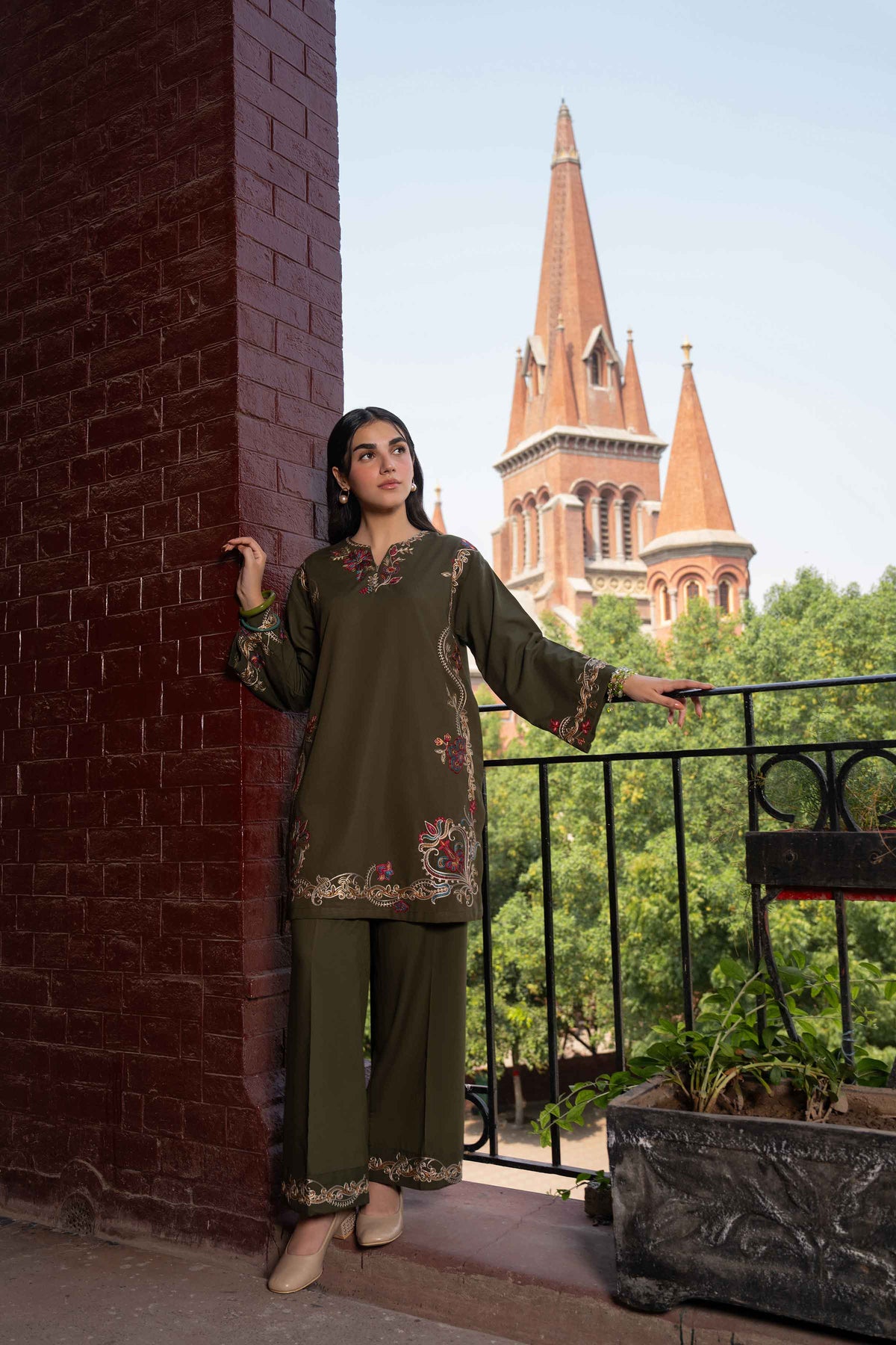 Nishat UK - Green Embroidered PV 2 Pieces ready to wear Dress