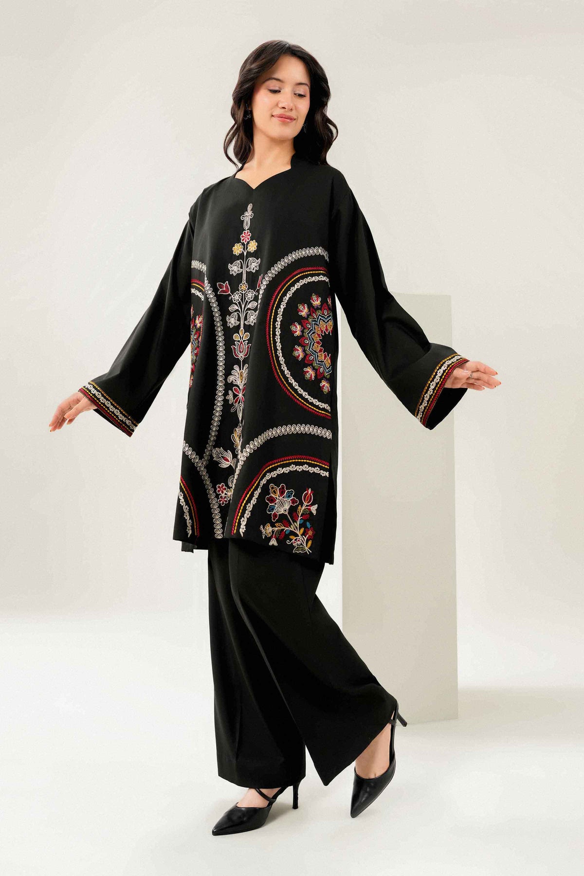 Nishat UK - Black Embroidered PV 2 Pieces ready to wear Dress