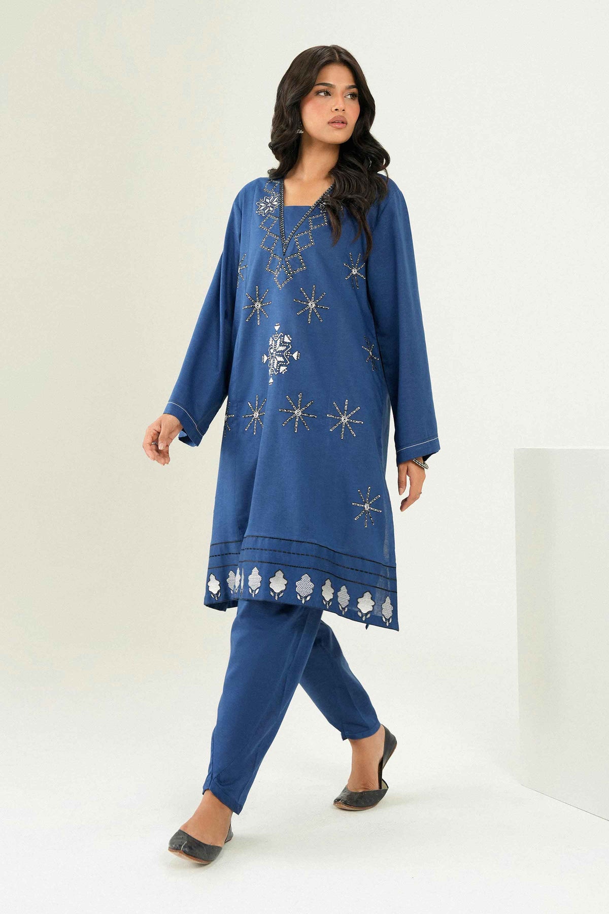 Nishat UK - Blue Embroidered Karandi 2 Pieces ready to wear Dress