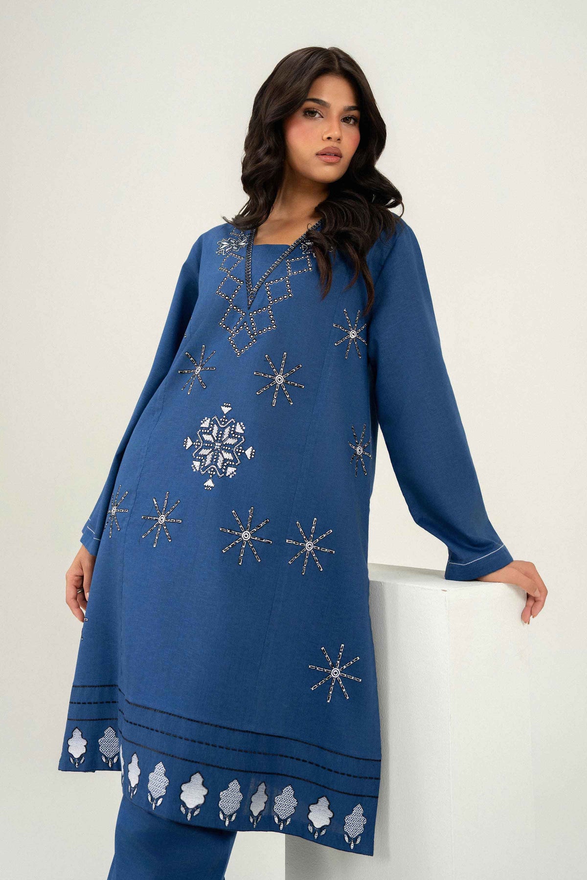 Nishat UK - Blue Embroidered Karandi 2 Pieces ready to wear Dress