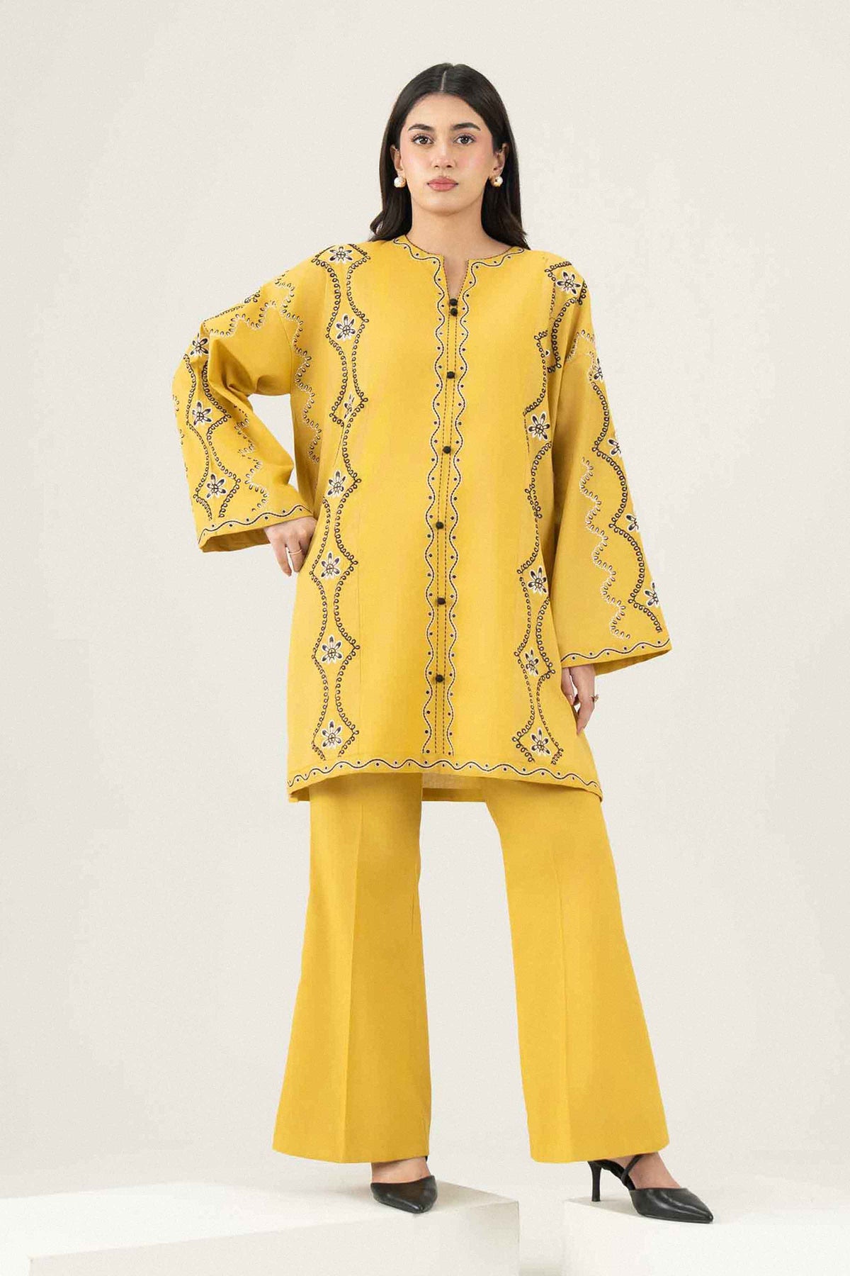 Nishat UK - Yellow Embroidered Khaddar 2 Pieces ready to wear Dress