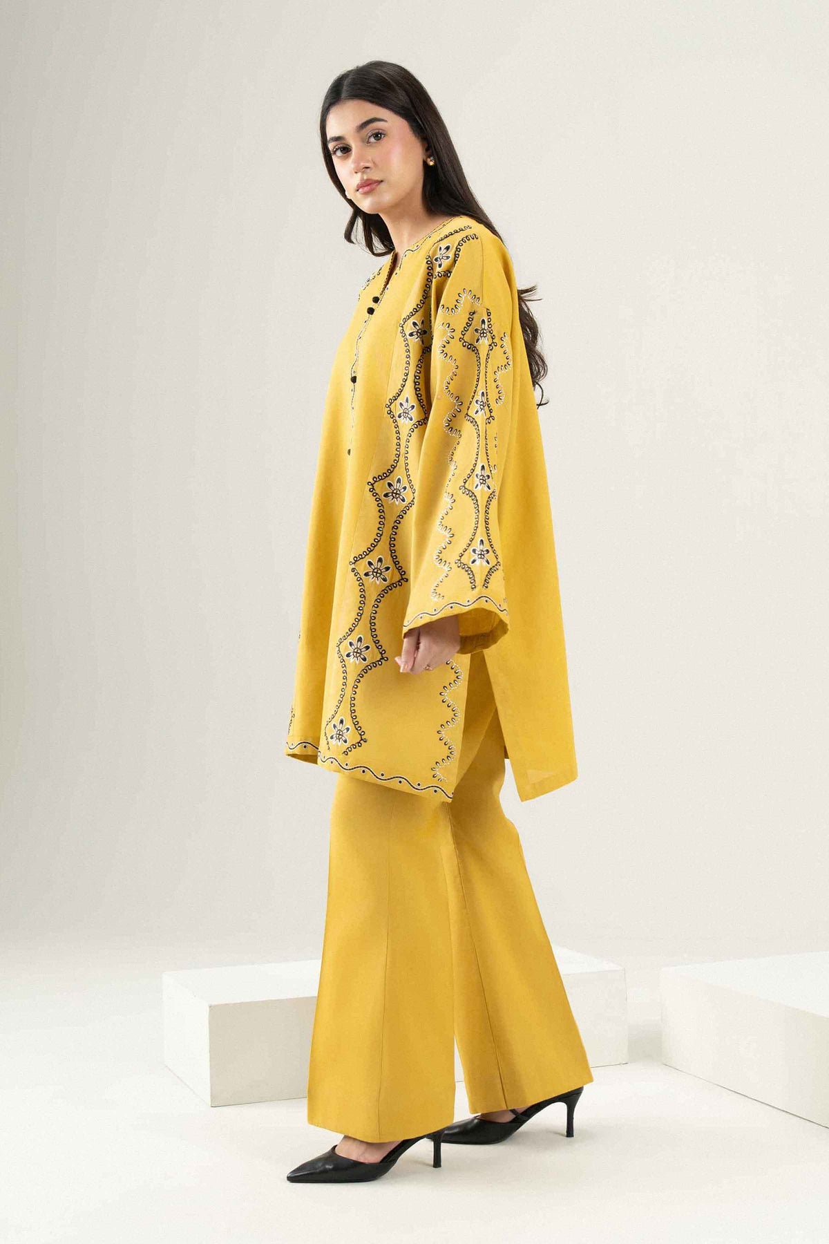 Nishat UK - Yellow Embroidered Khaddar 2 Pieces ready to wear Dress